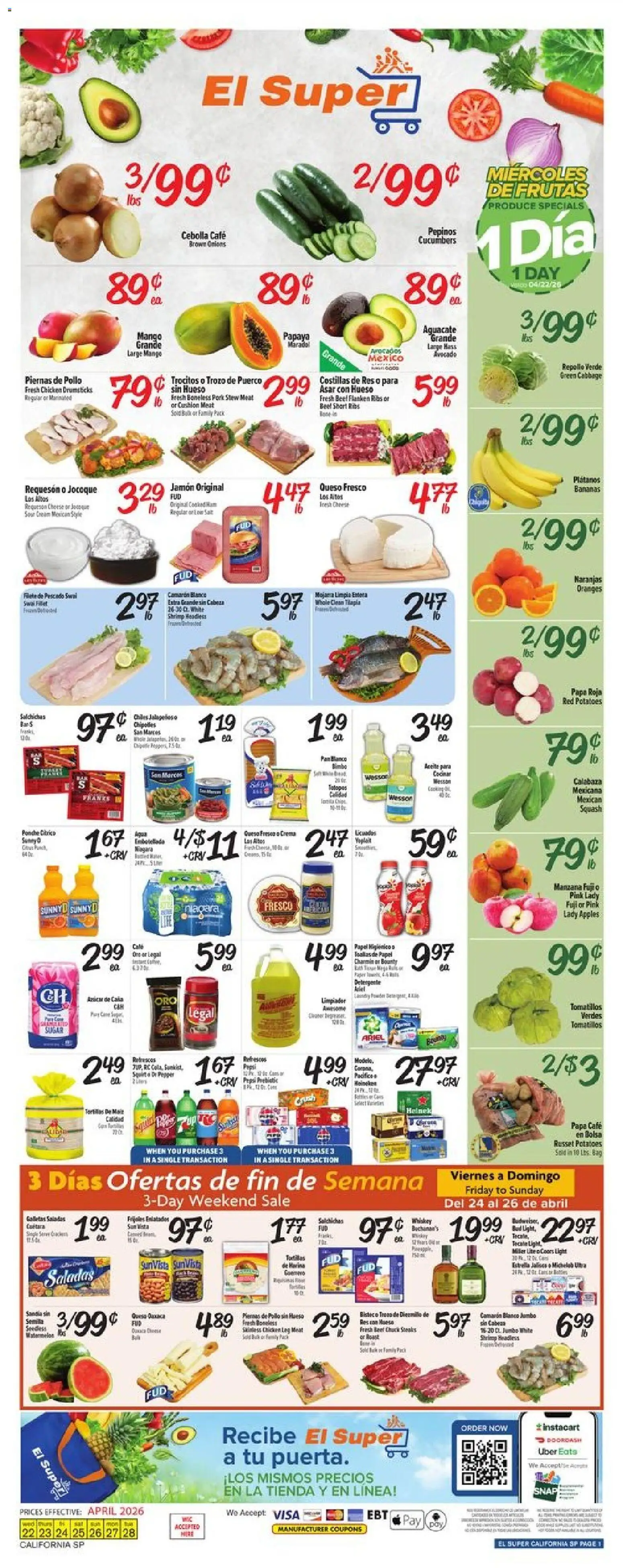 El Super Weekly Ad - valid from 22.04.2026 | Page: 1 | Products: Apples, Potatoes, Beet, Fan