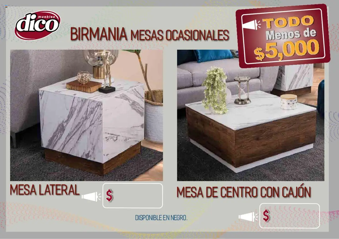 Nuevas ofertas de Muebles Dico válidas en toda la República Mexicana desde el 12.02.2025. ¡Encuentra las mejores ofertas en Muebles Dico catálogo Todo Menos! | Página: 39 | Productos: Mesa de centro, Mesa