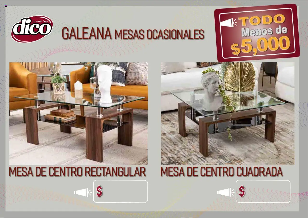 Nuevas ofertas de Muebles Dico válidas en toda la República Mexicana desde el 12.02.2025. ¡Encuentra las mejores ofertas en Muebles Dico catálogo Todo Menos! | Página: 39 | Productos: Mesa de centro, Mesa