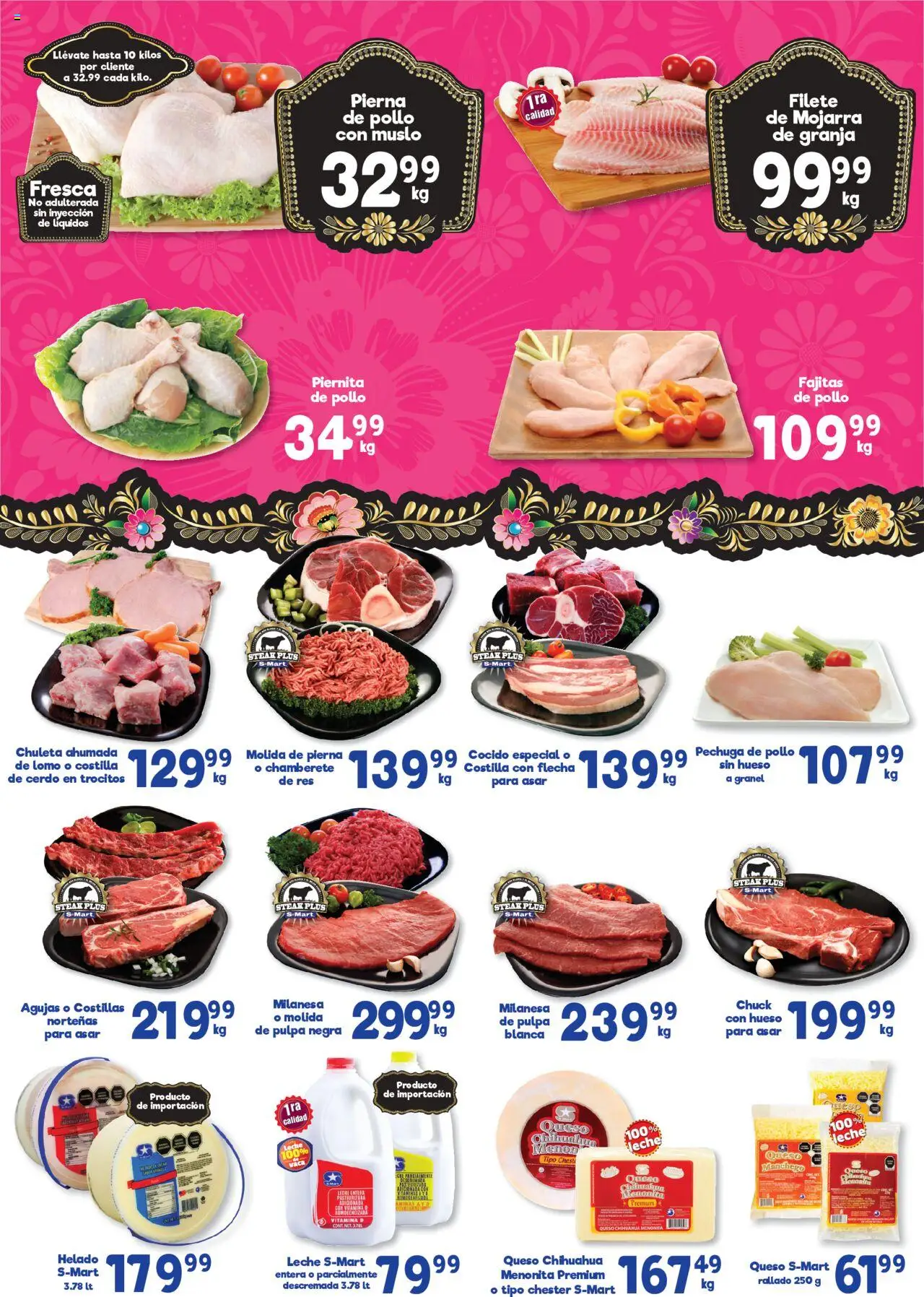 Nuevas ofertas de S-Mart válidas en toda la República Mexicana desde el 09.09.2025. ¡Encuentra las mejores ofertas en S-Mart - Folleto - Monterrey! | Página: 4 | Productos: Pollo, Milanesa, Queso, Cerdo