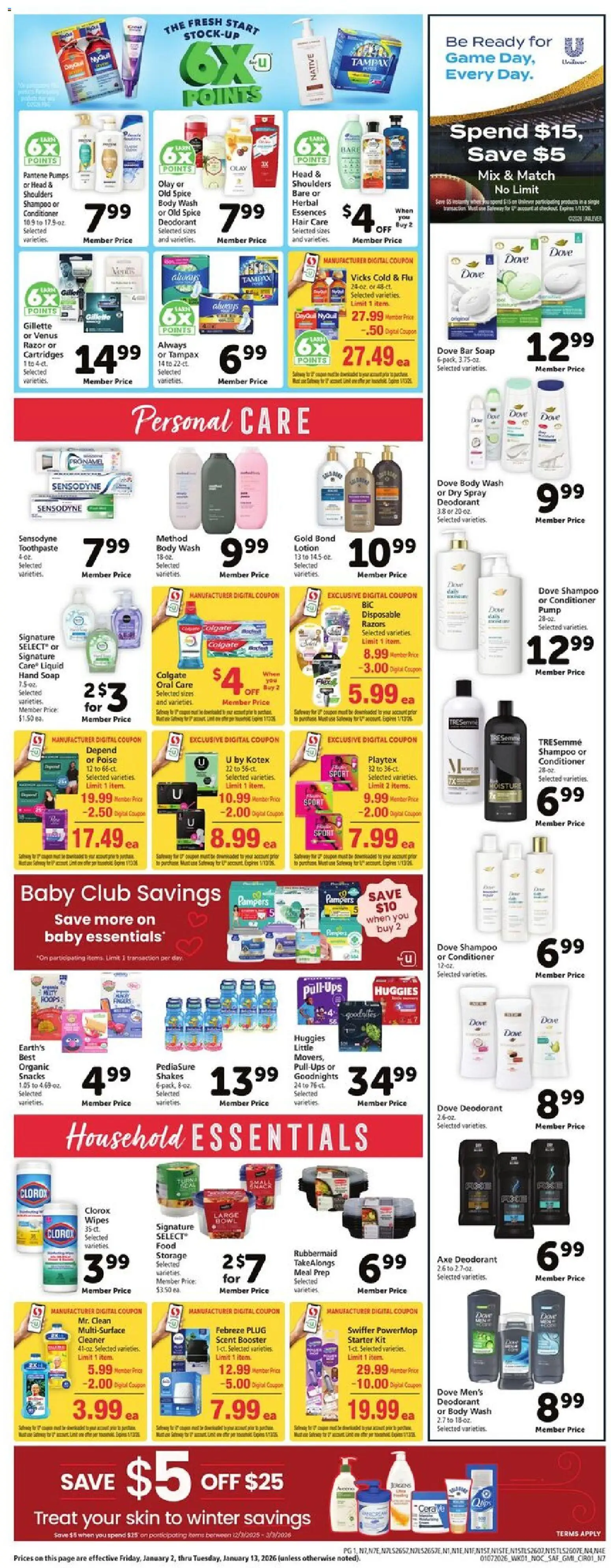 Safeway Weekly Ad - valid from 07.01.2026 | Page: 8 | Products: Axe, Pump, Bar Soap, Starter