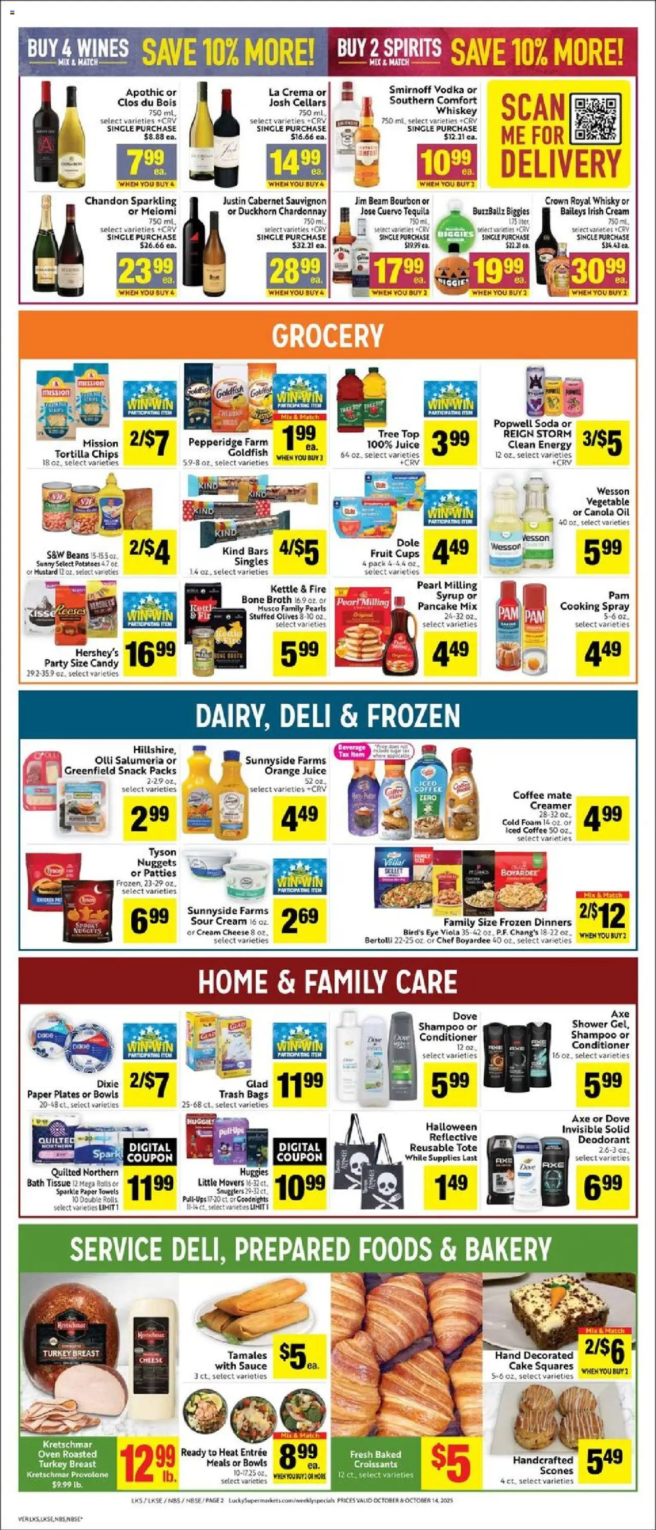 Lucky Supermarkets Weekly - CA - valid from 08.10.2025 | Page: 2 | Products: Cheese, Coffee, Cream, Oven