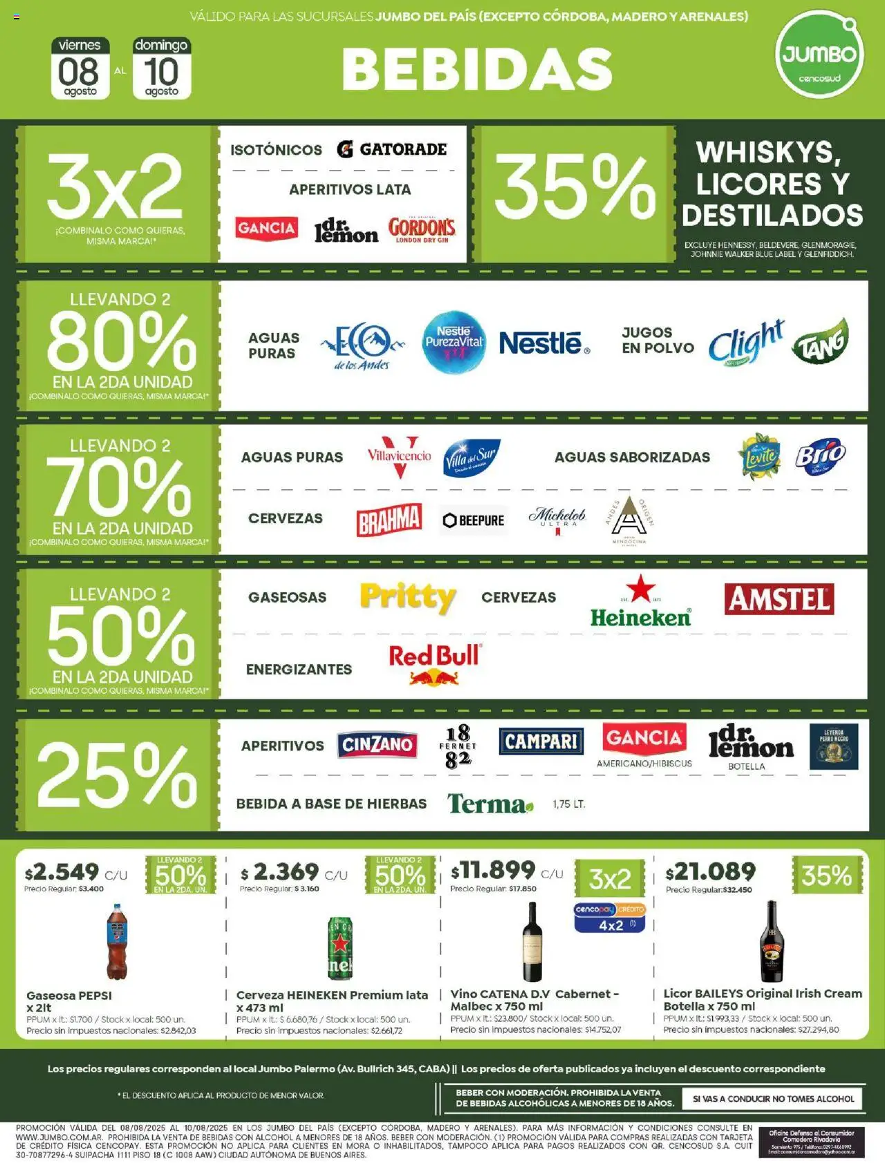 Jumbo - Ofertas | Comodoro │ válido desde el 08.08.2025 | Página: 5 | Productos: Gin, Fernet, Gaseosa, Vino