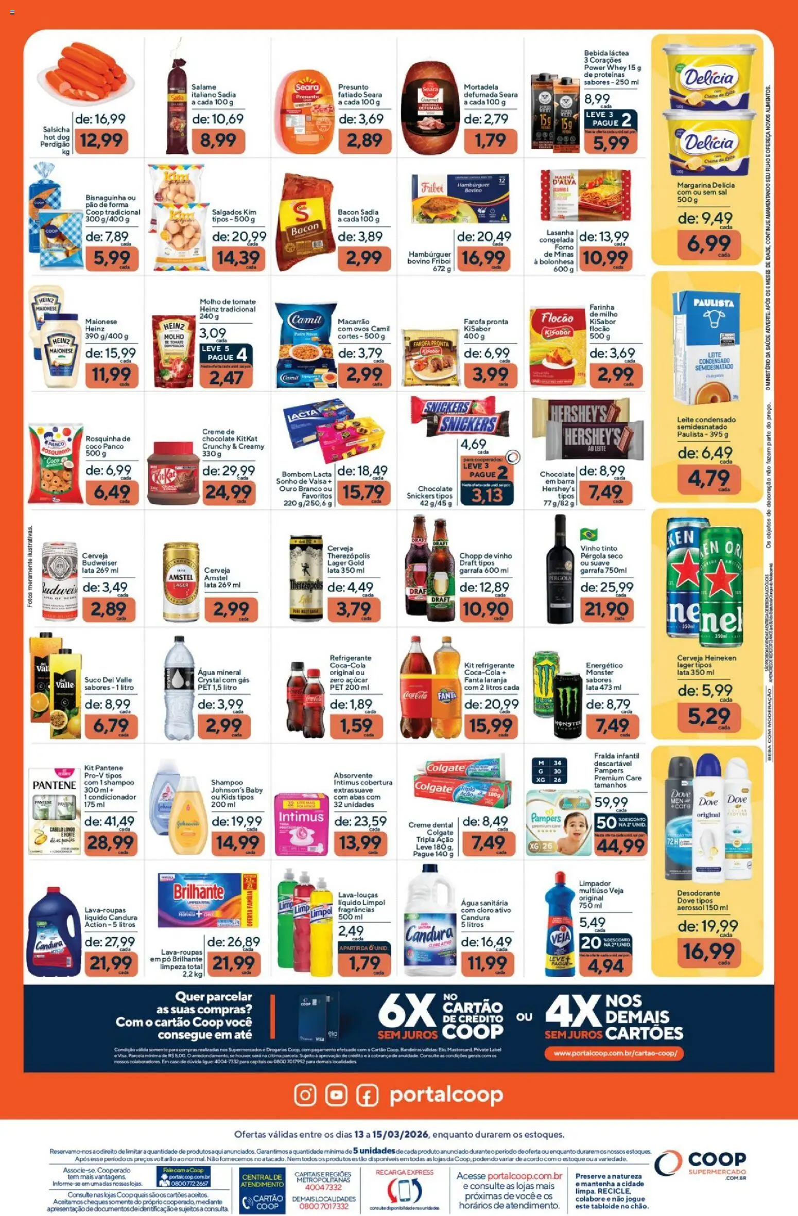 Coop Folheto - válido de 13.03.2026 | Página: 2 | Produtos: Salsicha, Cerveja Heineken, Heineken, Água sanitária