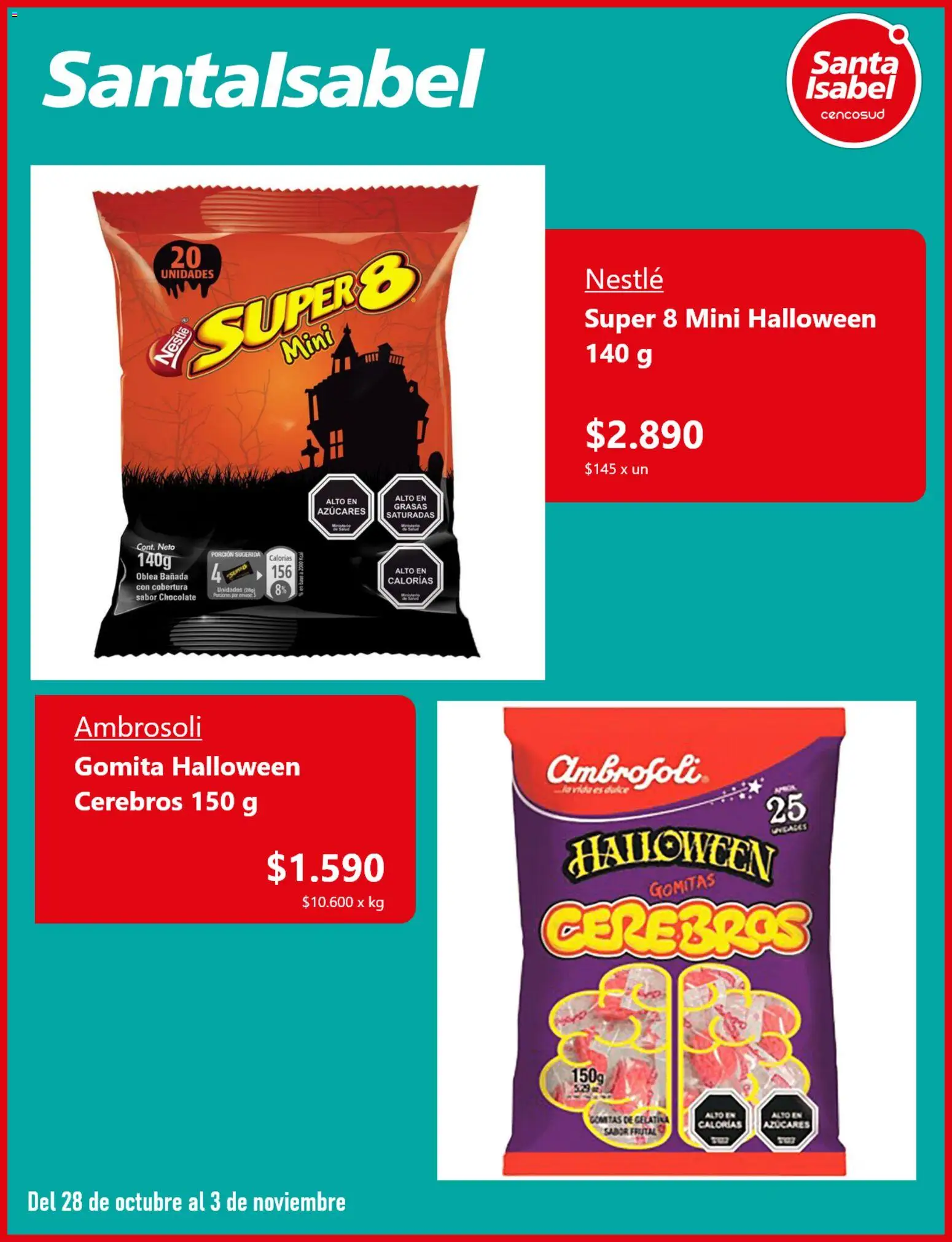 Santa Isabel ofertas  │ válido desde el 28.10.2025 | Página: 2 | Productos: Gomitas, Chocolate, Base, Gelatina