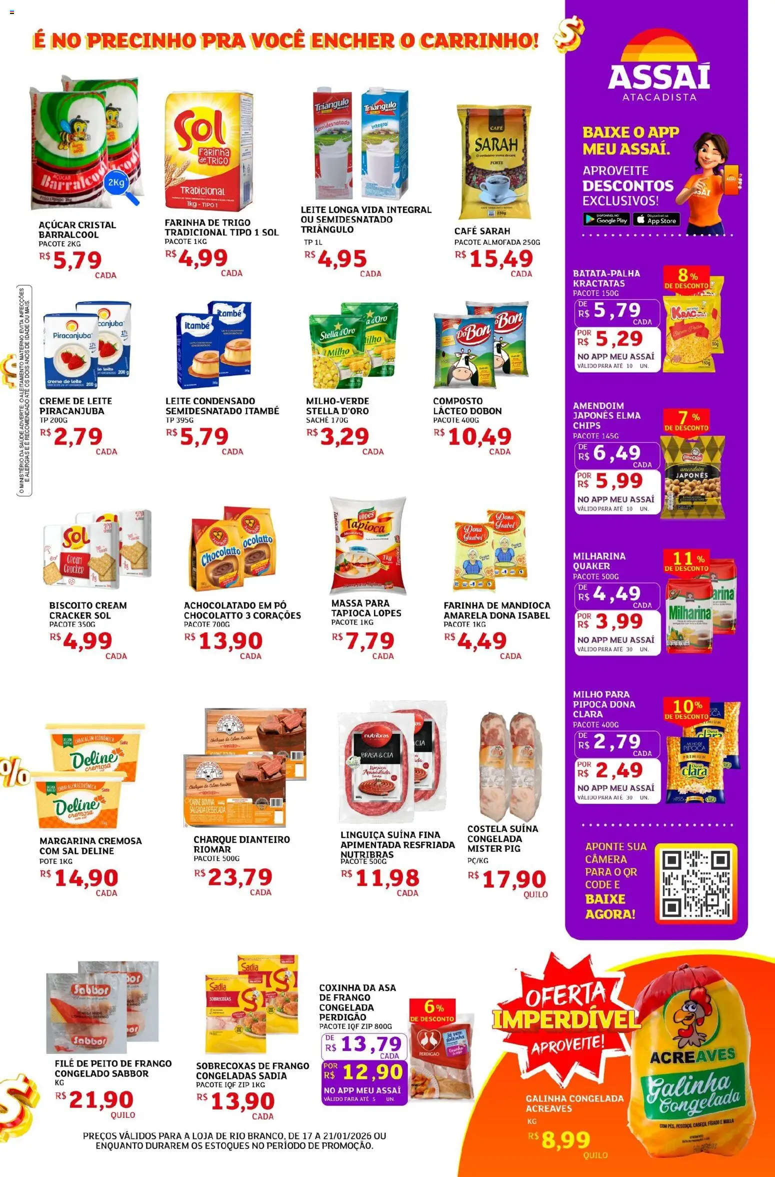 Assaí Atacadista Folheto - válido de 17.01.2026 | Página: 3 | Produtos: Farinha de trigo, Frango, Câmera, Peito de frango