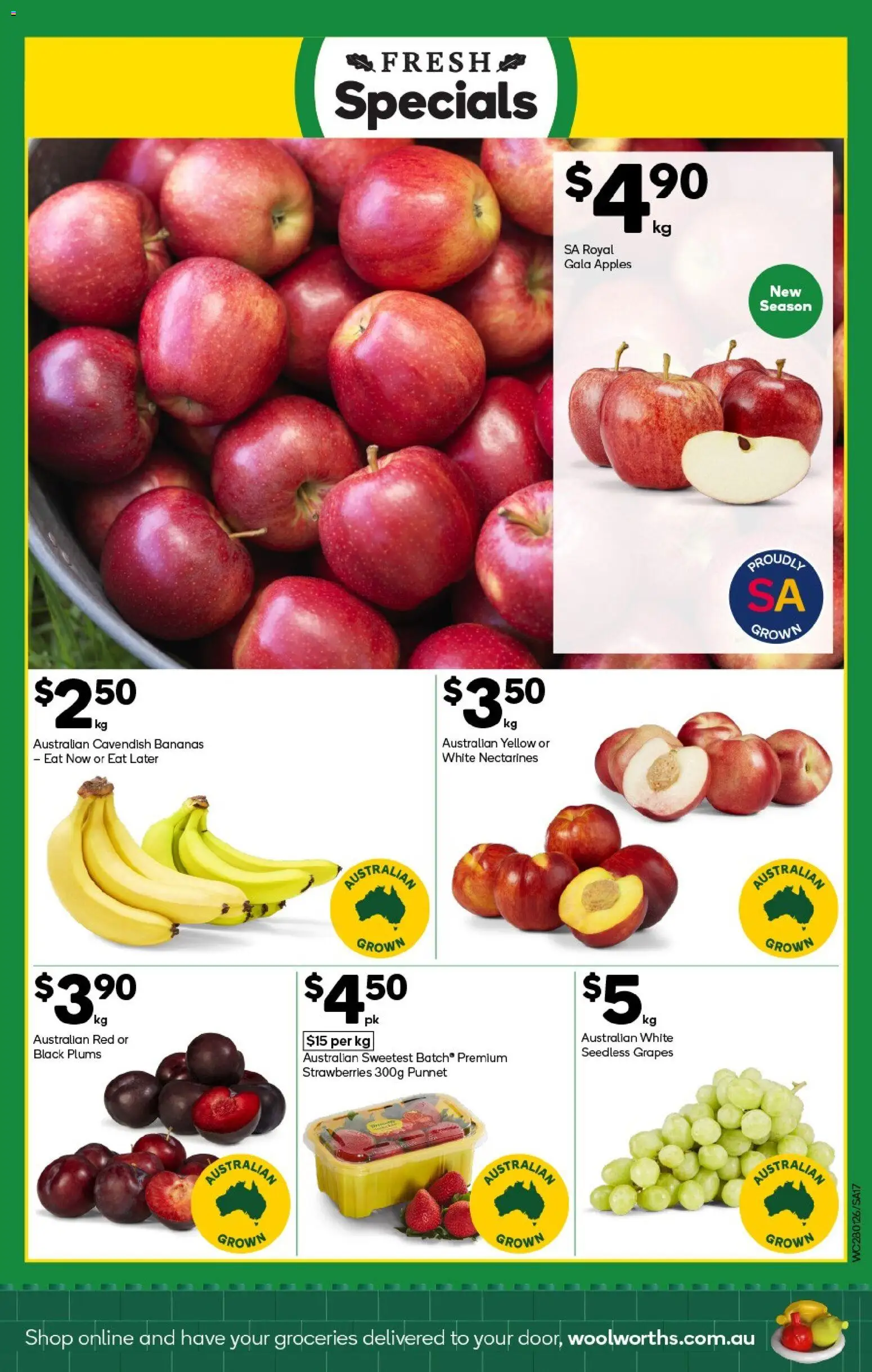 Woolworths catalogue - valid from 28.01.2026 | Page: 17 | Products: Apples, Bananas, Grapes, Plums