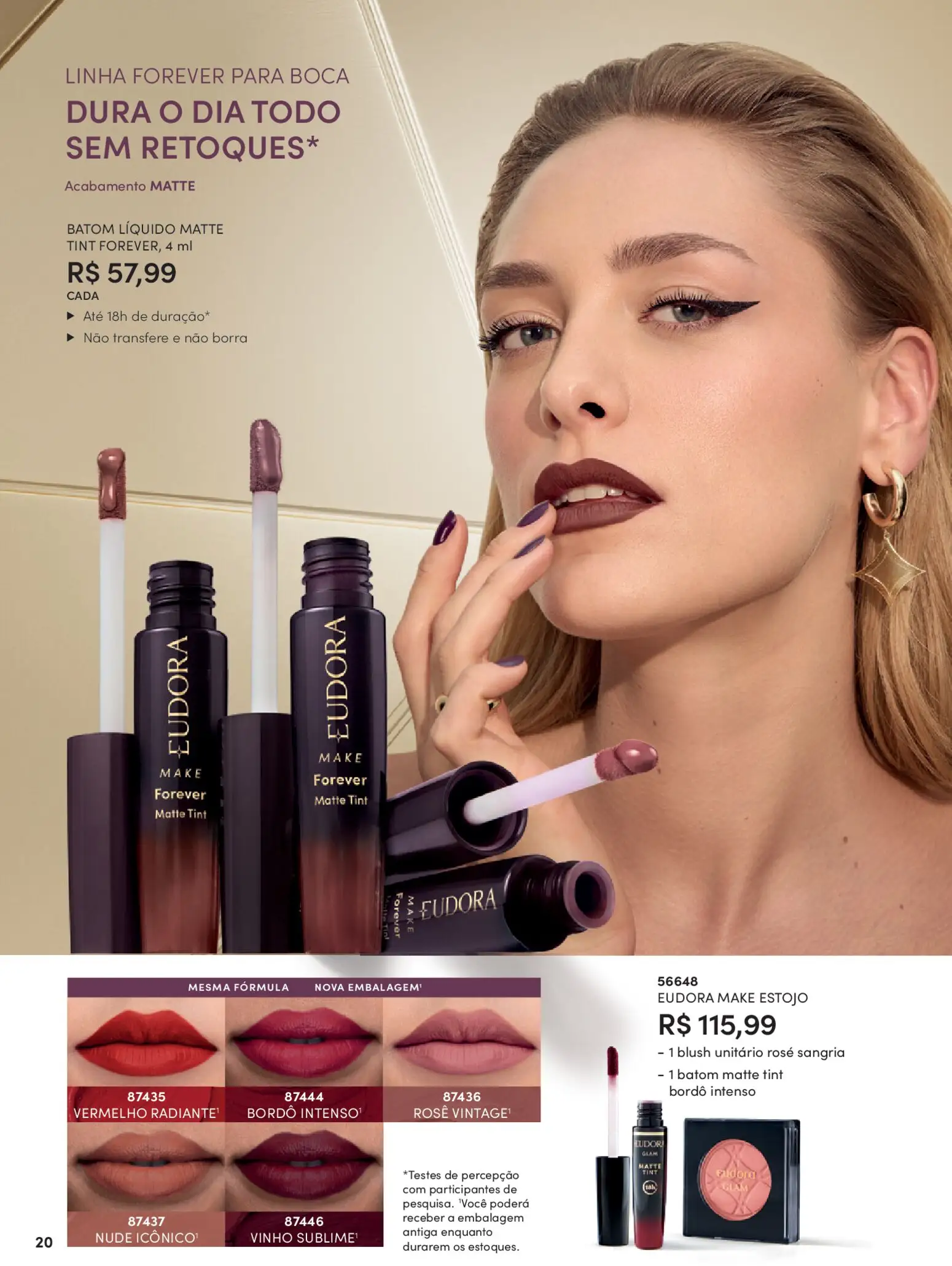 Eudora Folheto - válido de 26.01.2026 | Página: 20 | Produtos: Blush, Batom, Vinho