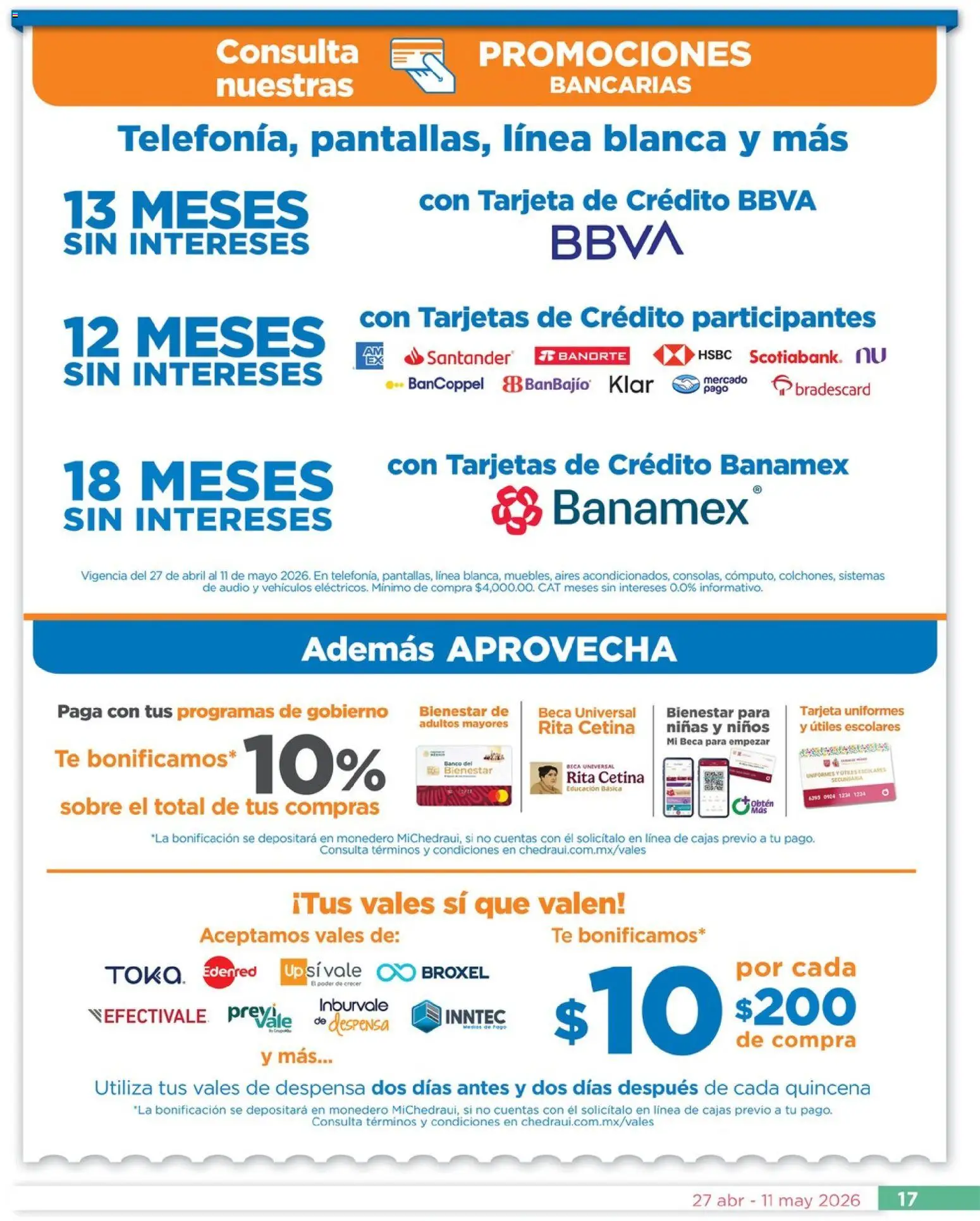 Nuevas ofertas de Chedraui válidas en toda la República Mexicana desde el 27.04.2026. ¡Encuentra las mejores ofertas en Chedraui folleto Lo mejor para festejar a mamá! | Página: 17 | Productos: Audio, Banco, Té, Sobre