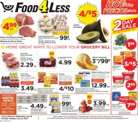 Food 4 Less Weekly Ad - valid from 16.07.2025 | Page: 1 | Products: Eggs, Strawberries, Cream, Kettle