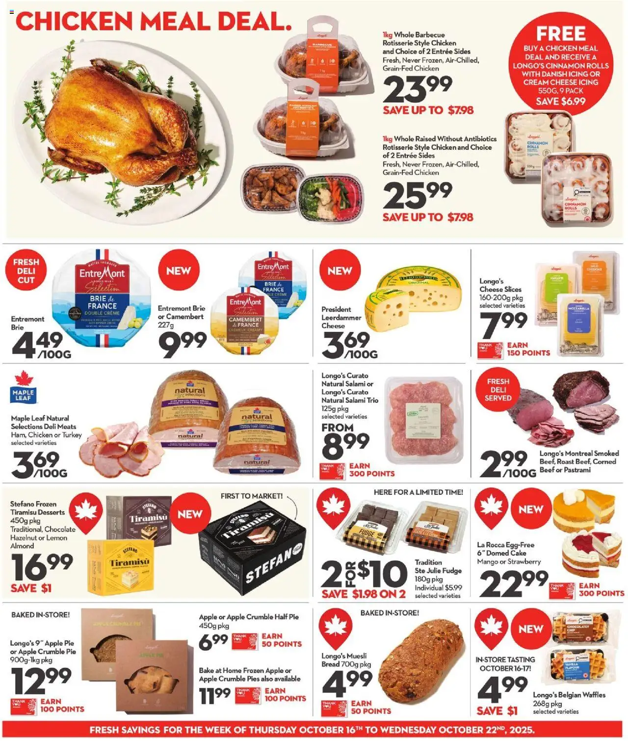 Longo's flyer valid from 16.10.2025 | Page: 5 | Products: Beef, Cream, Salami, Chicken