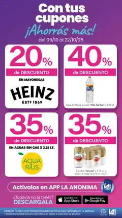 Vista previa La Anonima catálogo válido desde el 09.10.2025 | Página: 4 | Productos: Mesa, Agua, Cerveza