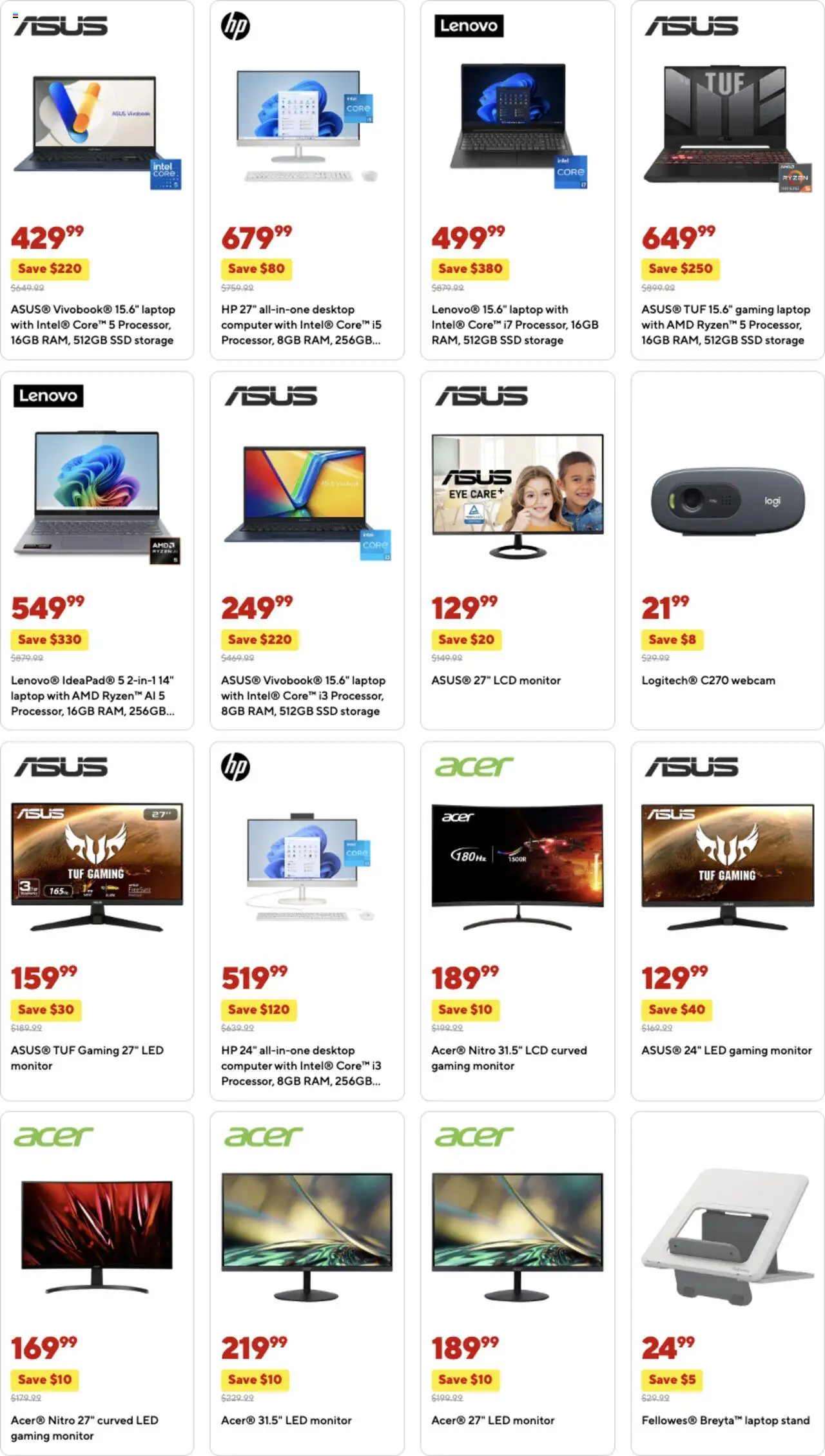 Staples Weekly Ad - valid from 03.08.2025 | Page: 9 | Products: Monitor, Computer, Laptop, Webcam