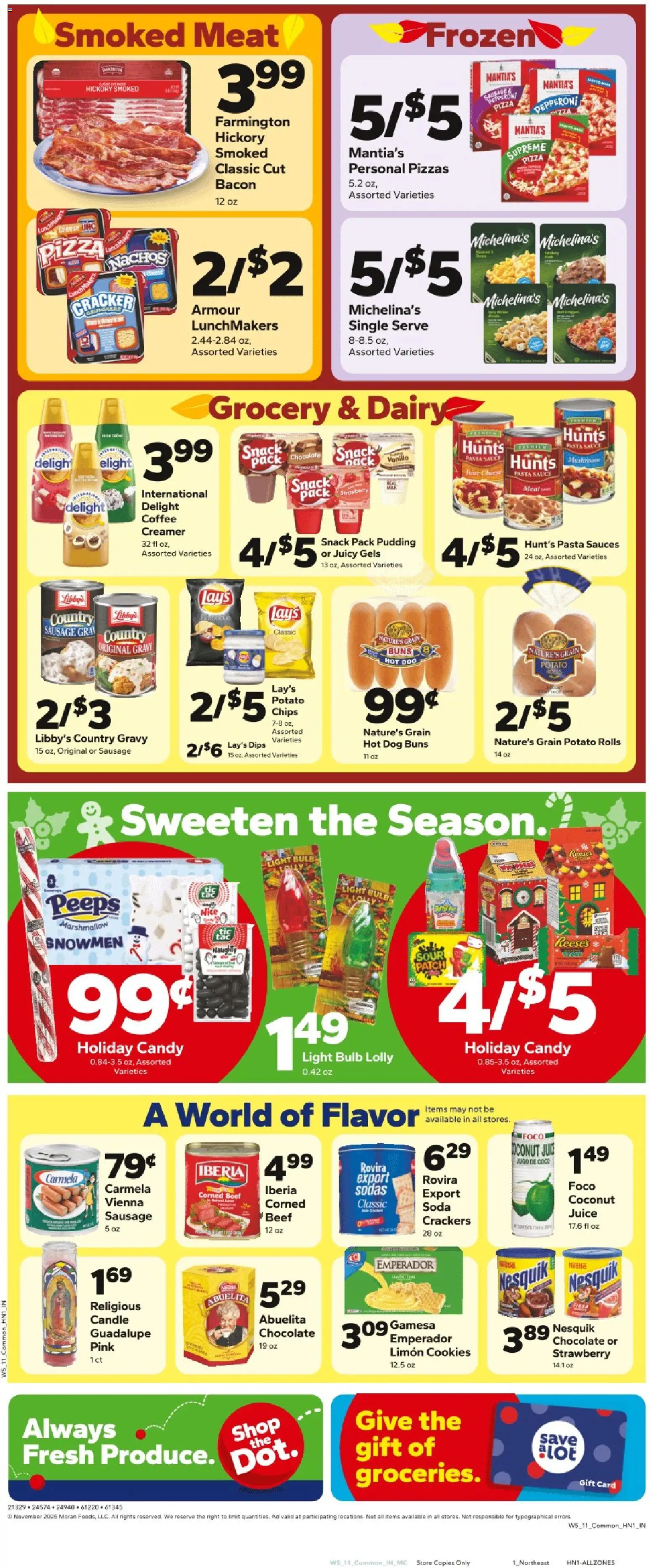 Save a Lot Weekly Ad - valid from 28.11.2025 | Page: 2 | Products: Cheese, Chocolate, Pasta, Sausage