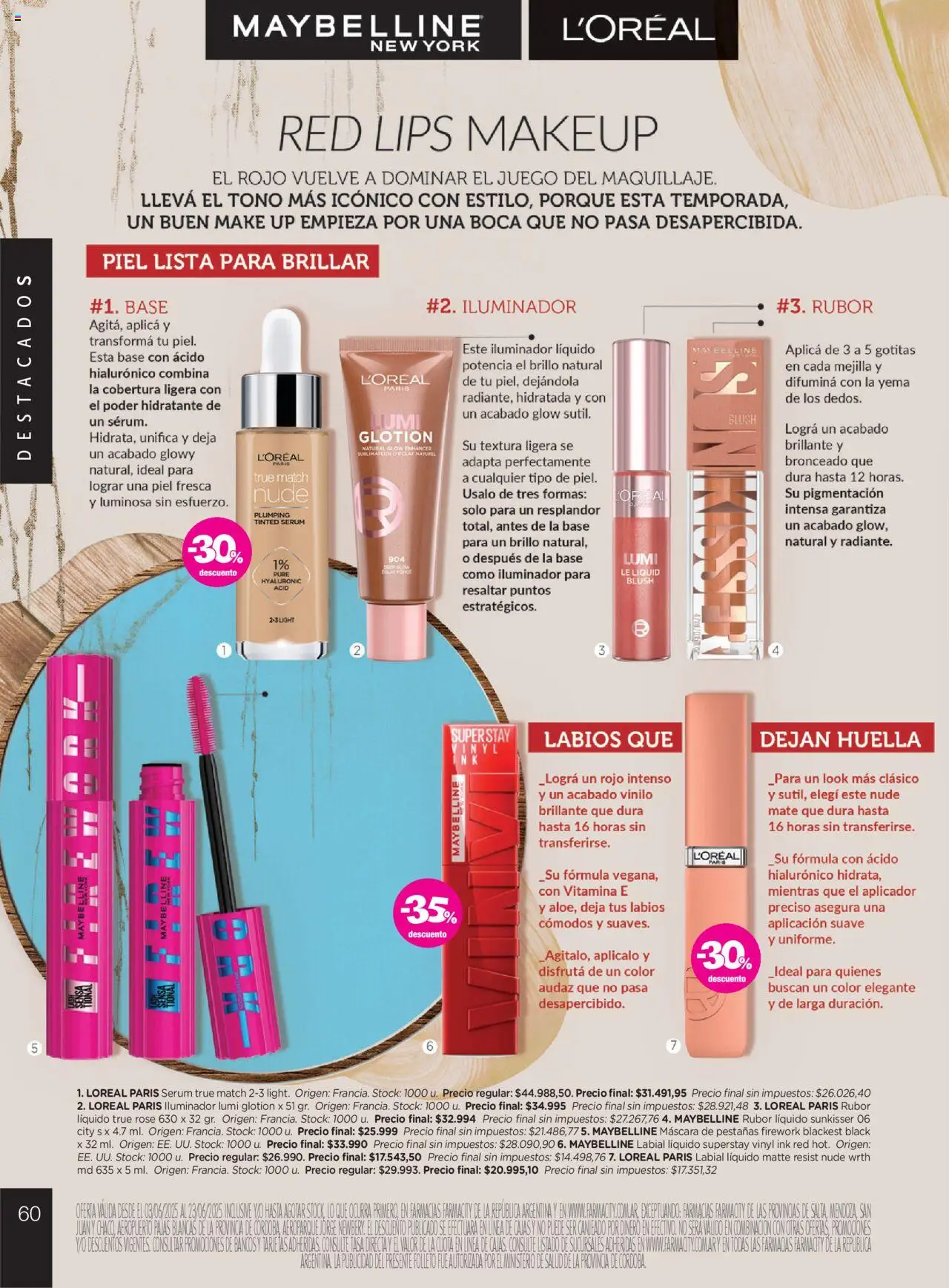 Farmacity catálogo │ válido desde el 03.06.2025 | Página: 60 | Productos: Iluminador, Máscara, Mascara de pestañas, Brillo