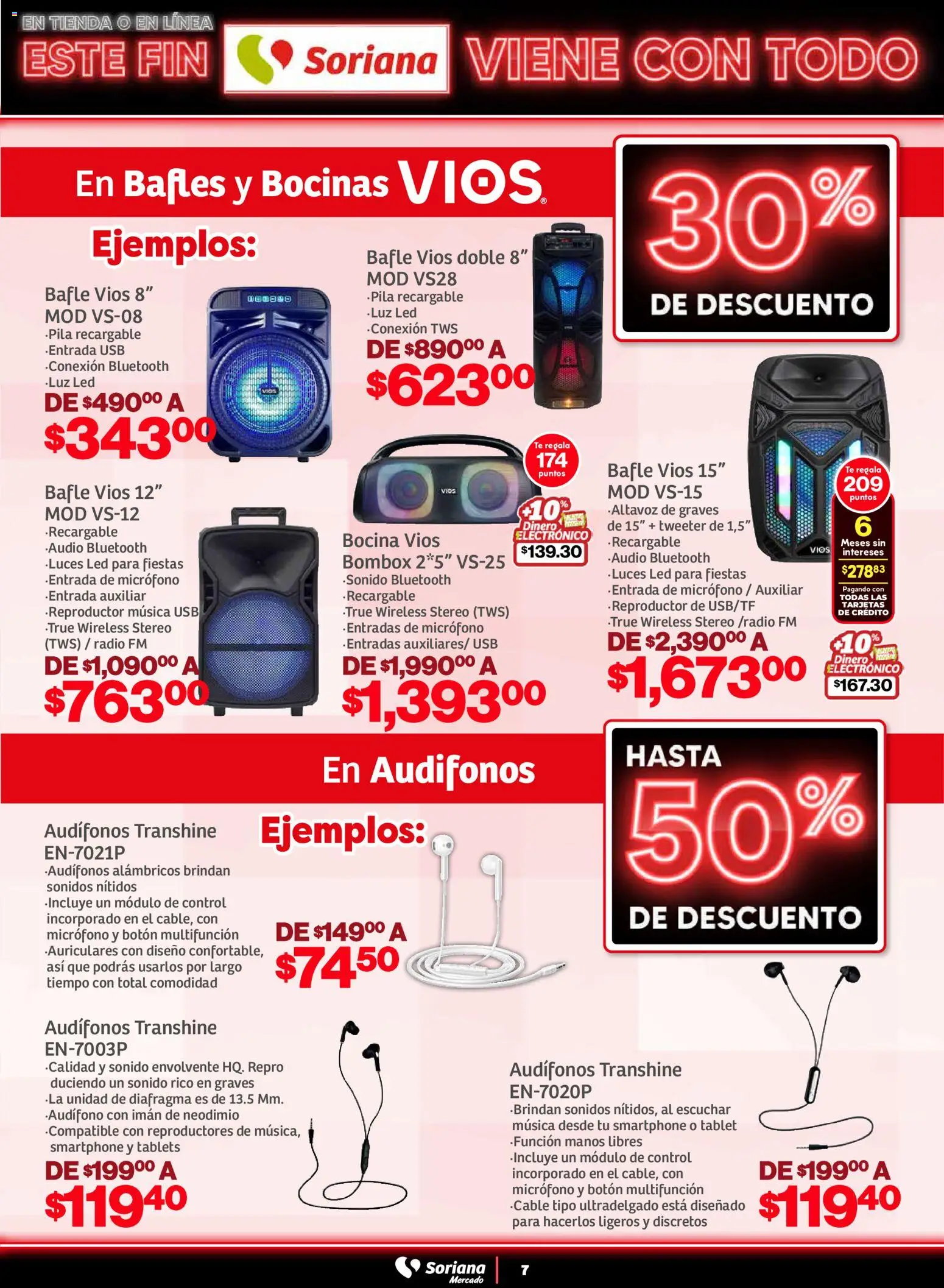 Nuevas ofertas de Soriana válidas en toda la República Mexicana desde el 05.11.2025. ¡Encuentra las mejores ofertas en Soriana - Este fin Soriana viene con todo Mercado Nacional! | Página: 7 | Productos: Radio, Audífonos, Micrófono, Té