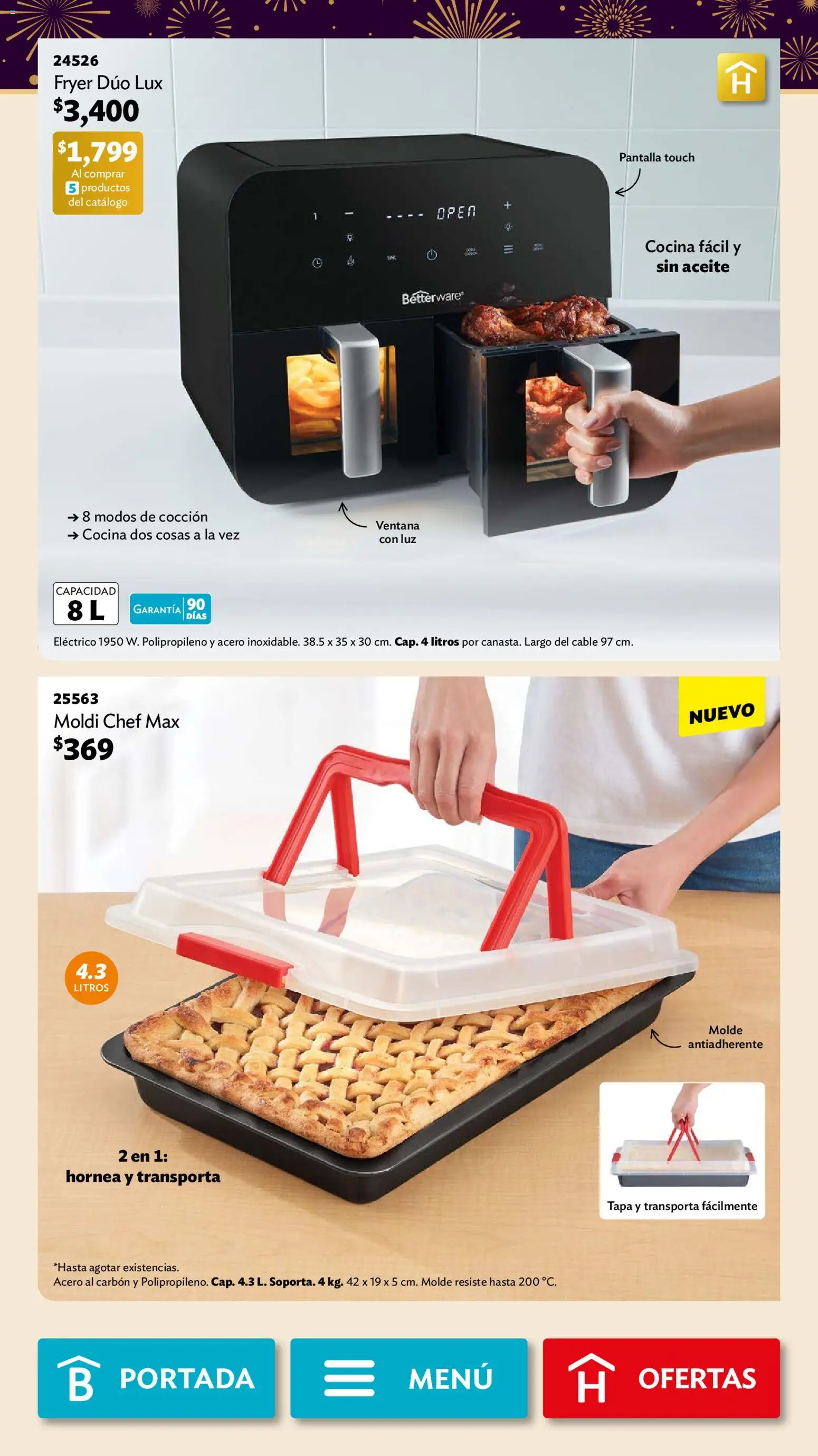 Nuevas ofertas de Betterware válidas en toda la República Mexicana desde el 01.12.2025. ¡Encuentra las mejores ofertas en Betterware campaña 12 2025! | Página: 35 | Productos: Aceite, Cable, Cocina, Molde