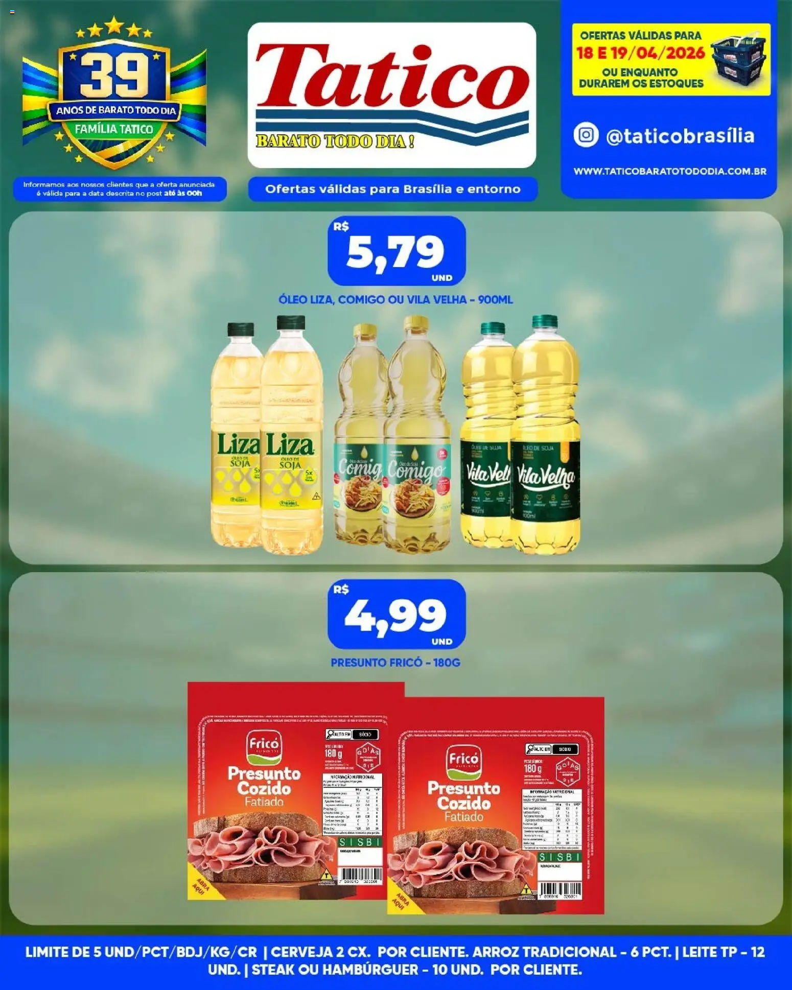 Tatico Folheto - válido de 18.04.2026 | Página: 4 | Produtos: Presunto, Cerveja, Arroz, Soja
