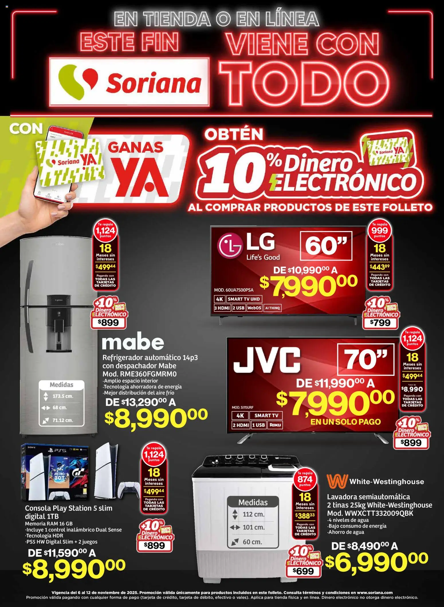 Nuevas ofertas de Soriana válidas en toda la República Mexicana desde el 05.11.2025. ¡Encuentra las mejores ofertas en Soriana - Este fin Soriana viene con todo Mercado Nacional! | Página: 1 | Productos: Usb, Refrigerador, Agua, Té