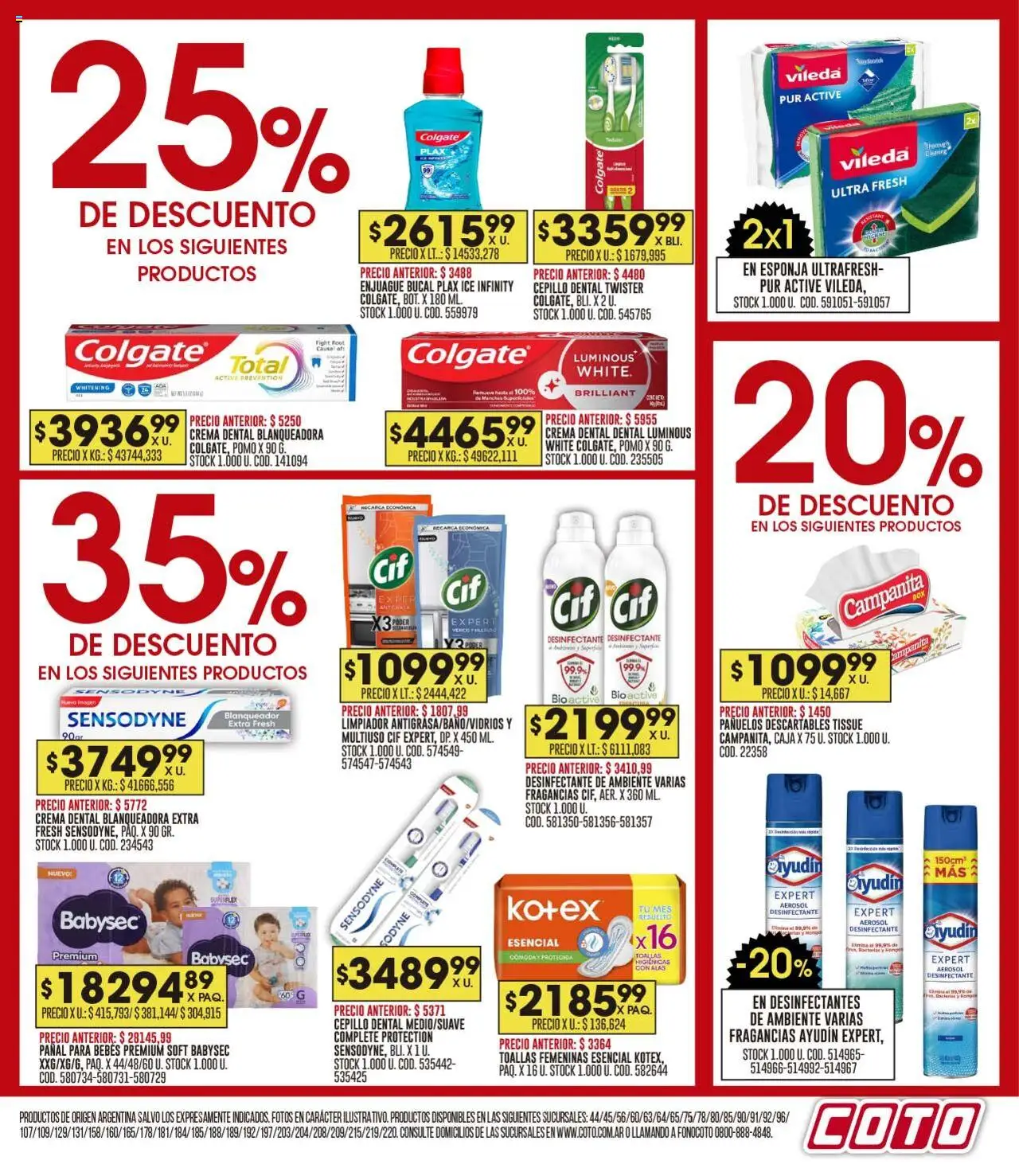 Coto ofertas │ válido desde el 18.08.2025 | Página: 19 | Productos: Cepillo, Enjuague bucal, Esponja, Limpiador
