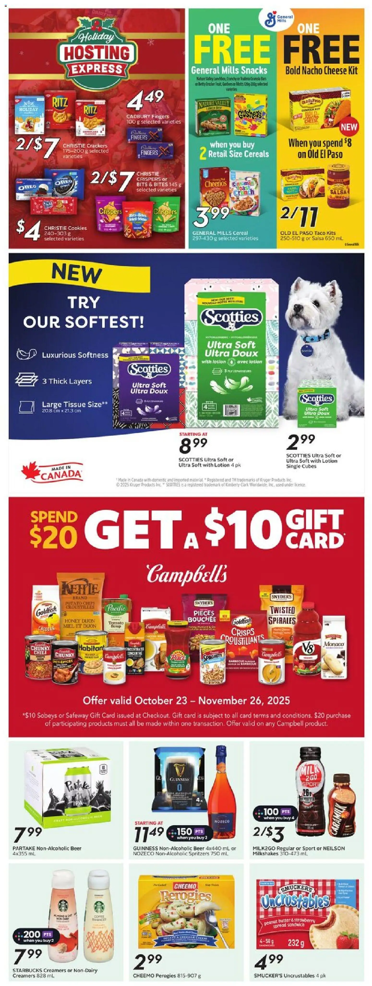 Sobeys flyer valid from 23.10.2025 | Page: 22 | Products: Chips, Butter, Cheese, Beer