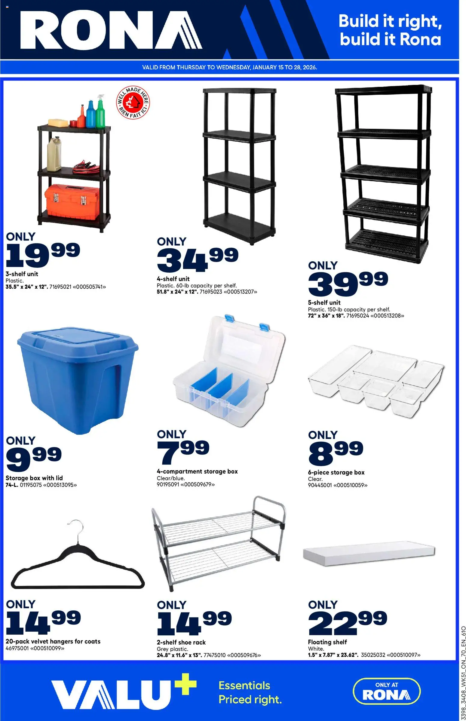 Rona flyer valid from 15.01.2026 | Page: 1 | Products: Shelf, Box
