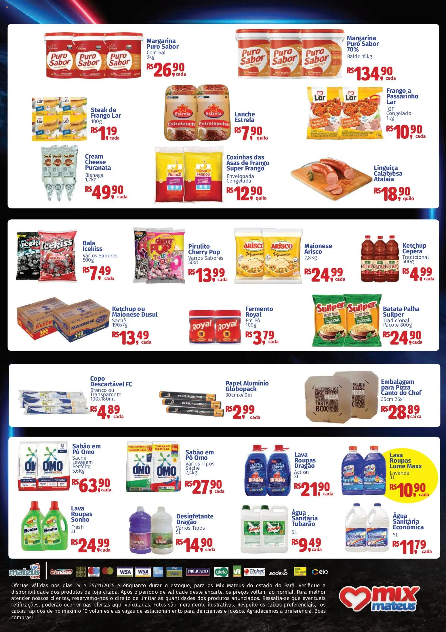 Mateus Folheto - válido de 24.11.2025 | Página: 2 | Produtos: Sabão, Pizza, Cream cheese, Ketchup