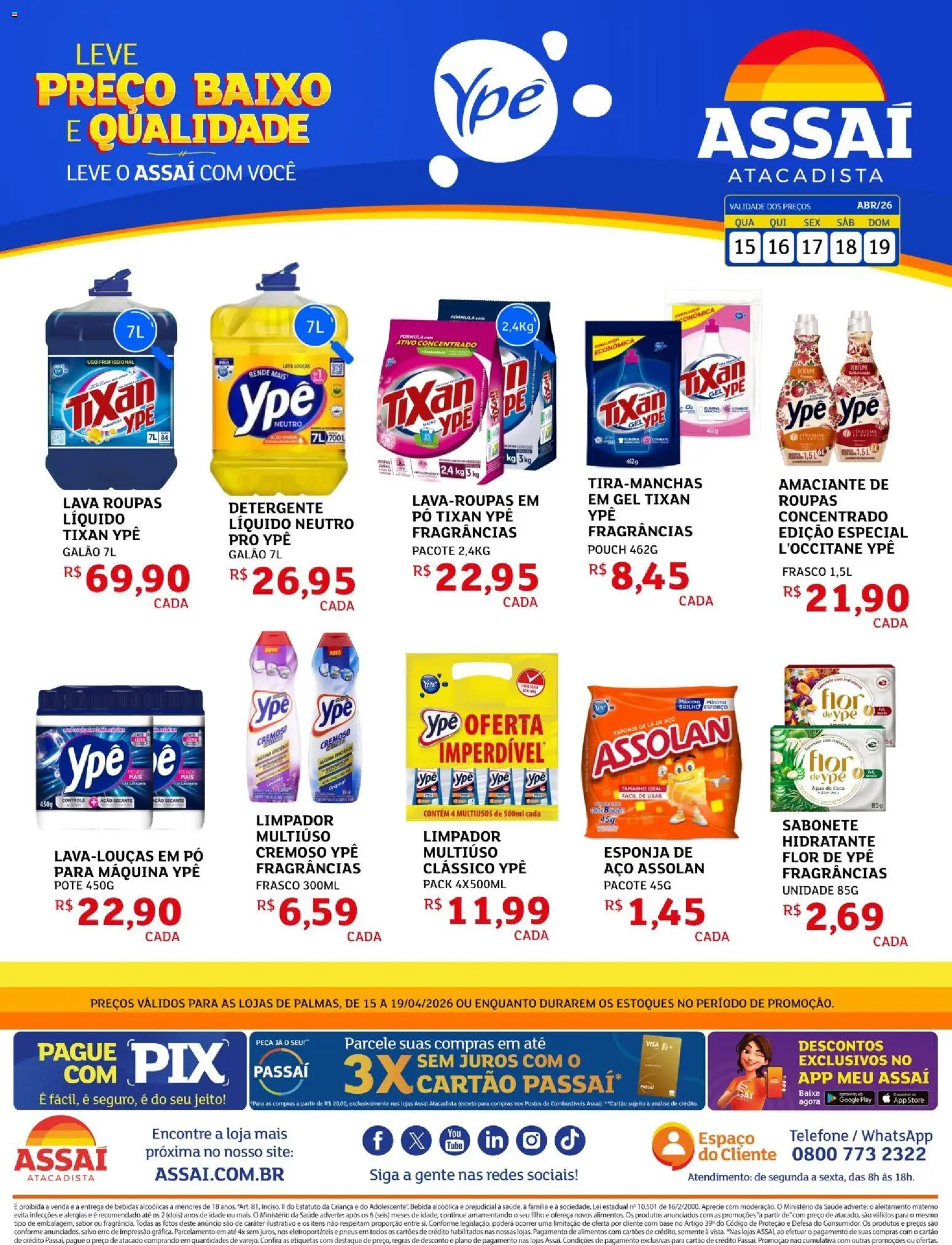 Assaí Atacadista Folheto - válido de 15.04.2026 | Página: 1 | Produtos: Coco, Detergente, Bebida, Telefone