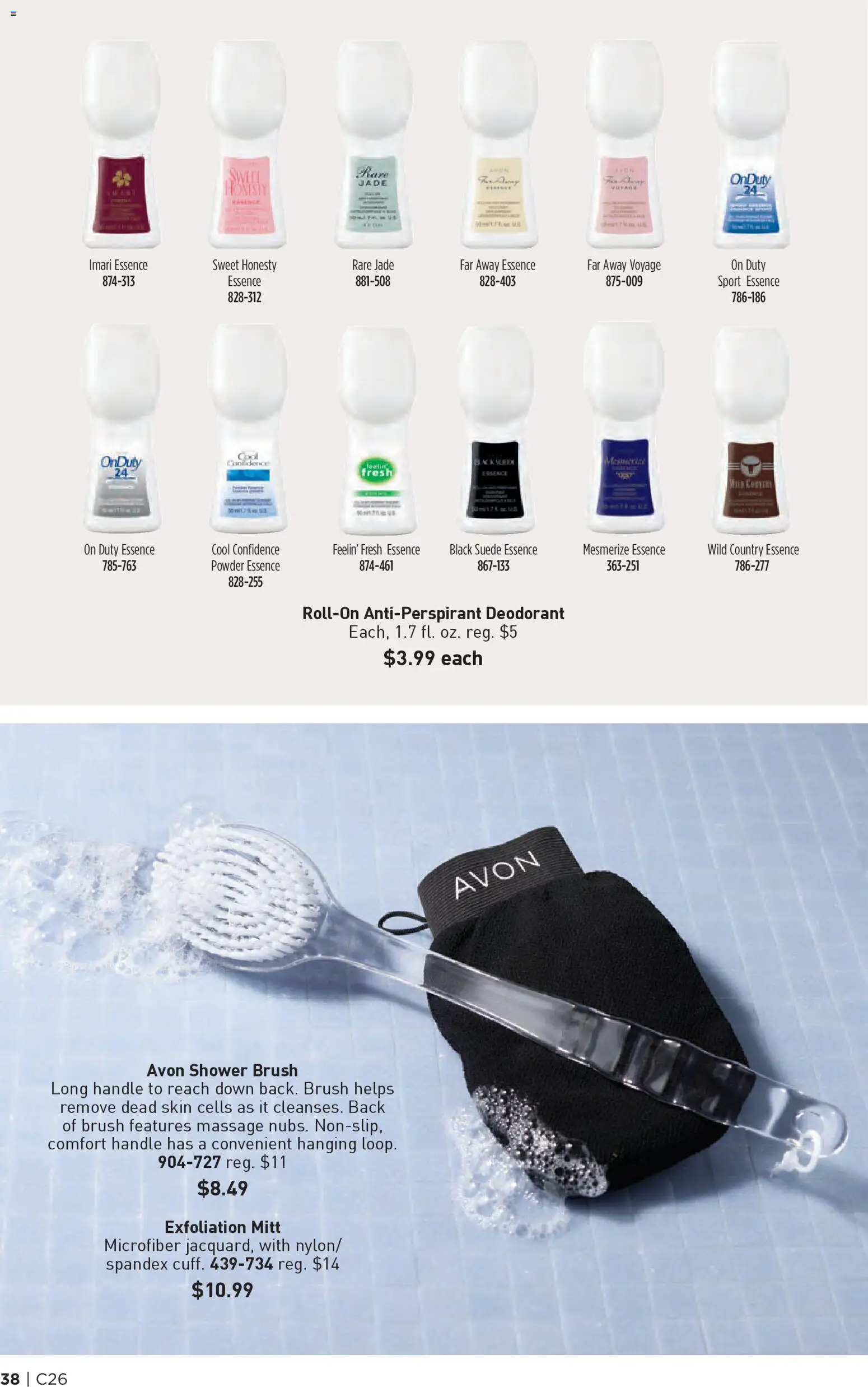Avon Brochure - valid from 17.12.2025 | Page: 38 | Products: Shower, Powder, Deodorant, Antiperspirant