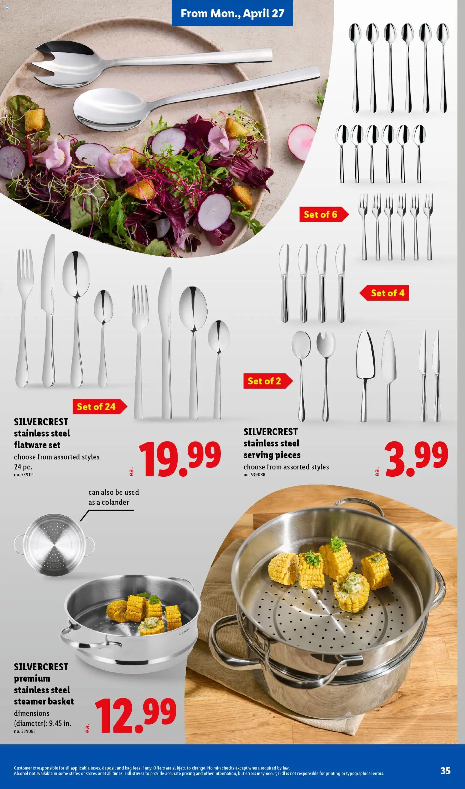 Lidl Weekly Ad - valid from 22.04.2026 | Page: 35 | Products: Basket, Pc, Steamer, Bag