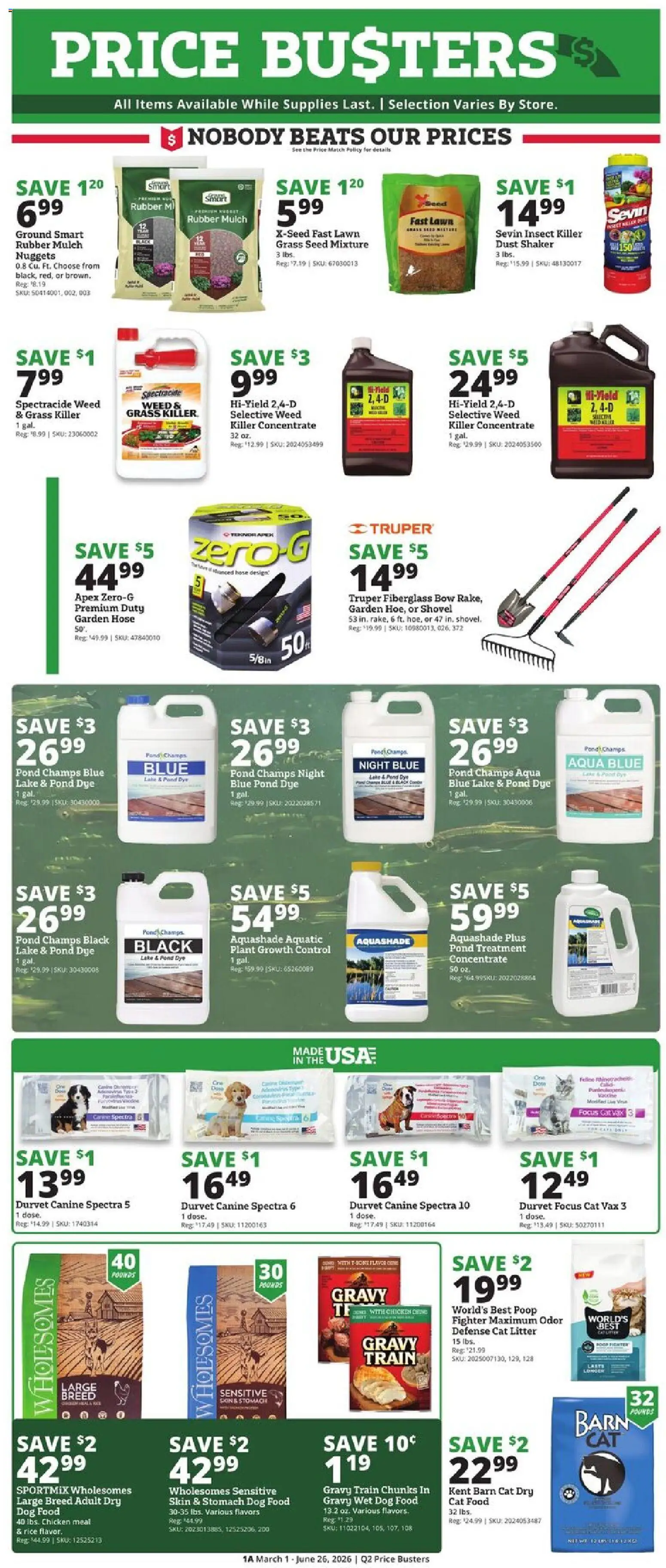 Rural King Ad - valid from 01.03.2026 | Page: 1 | Products: Shovel, Dog Food, Cat Food, Rice