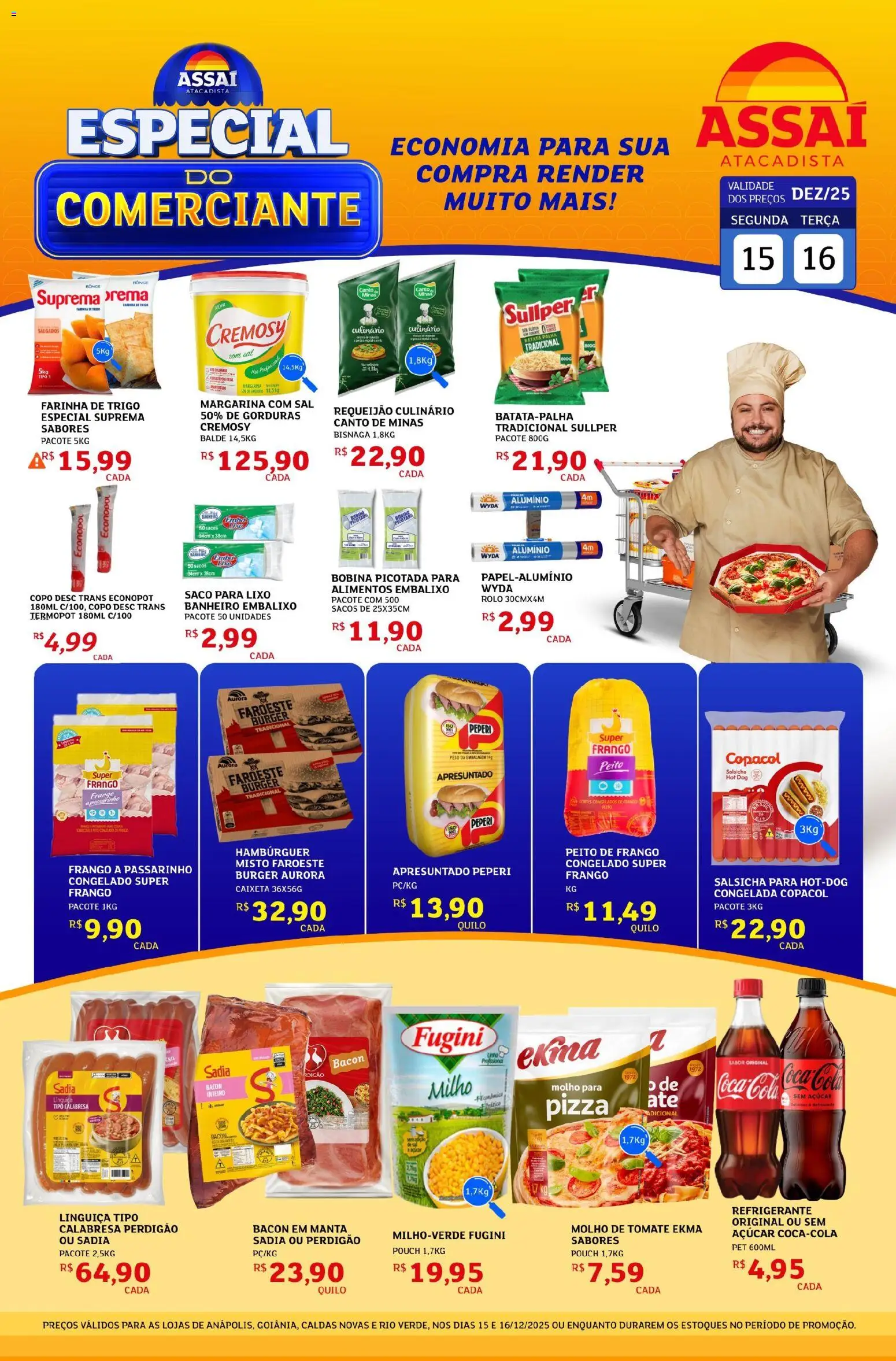 Assaí Atacadista Folheto - válido de 15.12.2025 | Página: 1 | Produtos: Cola, Pizza, Refrigerante, Peito de frango