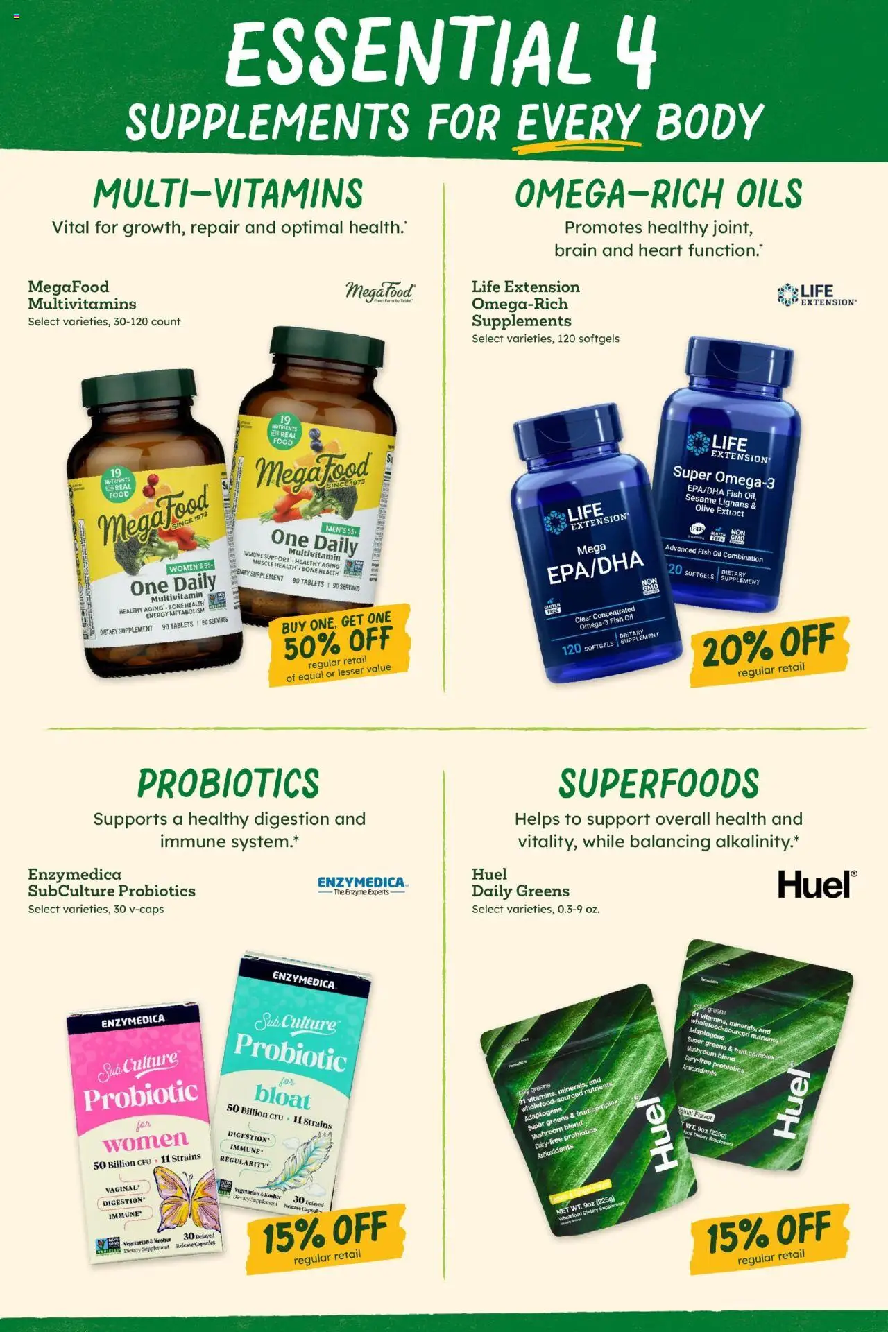 Sprouts Monthly Ad - valid from 25.06.2025 | Page: 35 | Products: Probiotics, Ginger, Fish, Greens