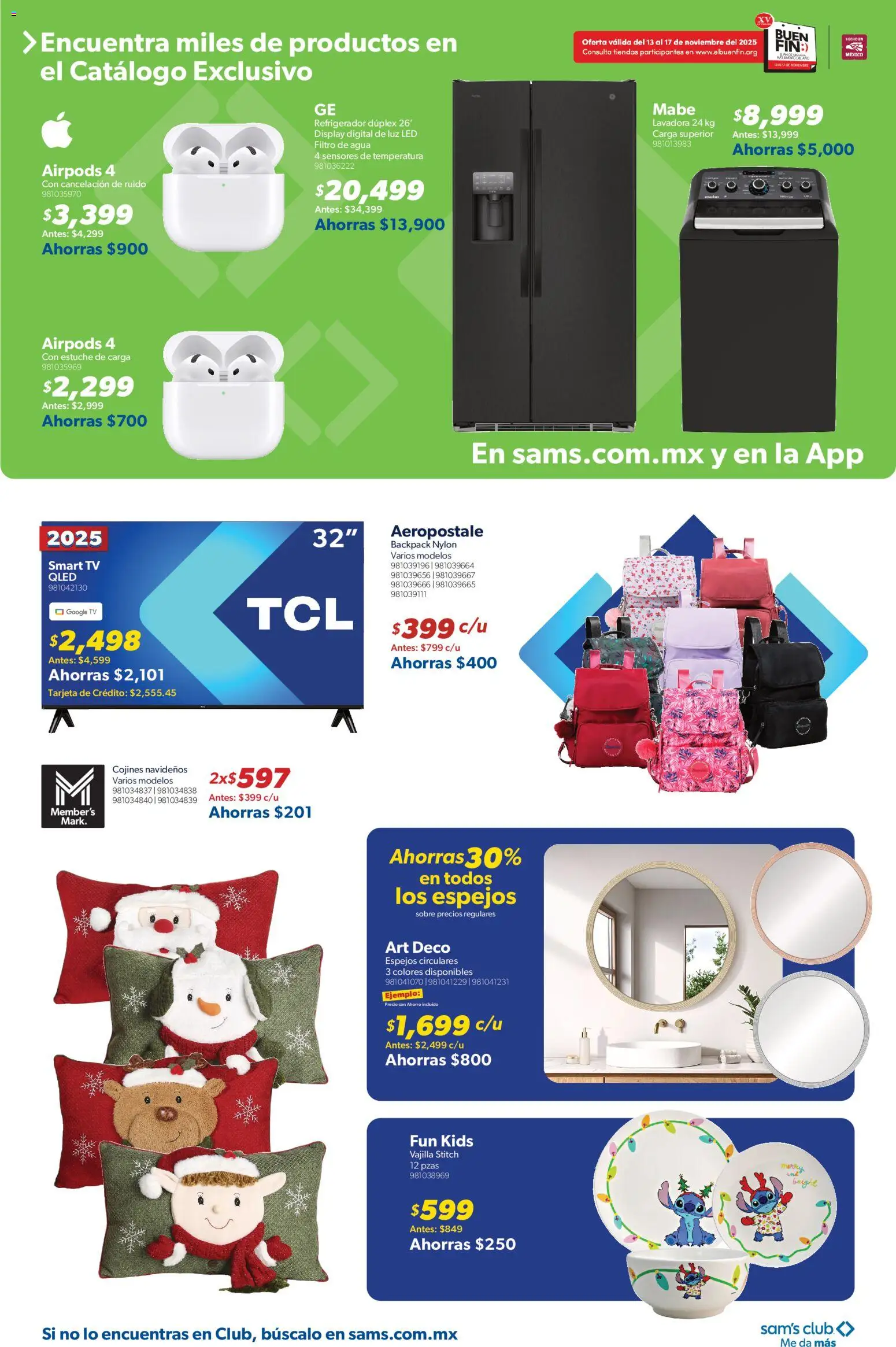 Nuevas ofertas de Sam's Club válidas en toda la República Mexicana desde el 13.11.2025. ¡Encuentra las mejores ofertas en Sam's Club Buen Fin ! | Página: 2 | Productos: Refrigerador, Agua, Estuche, Sobre