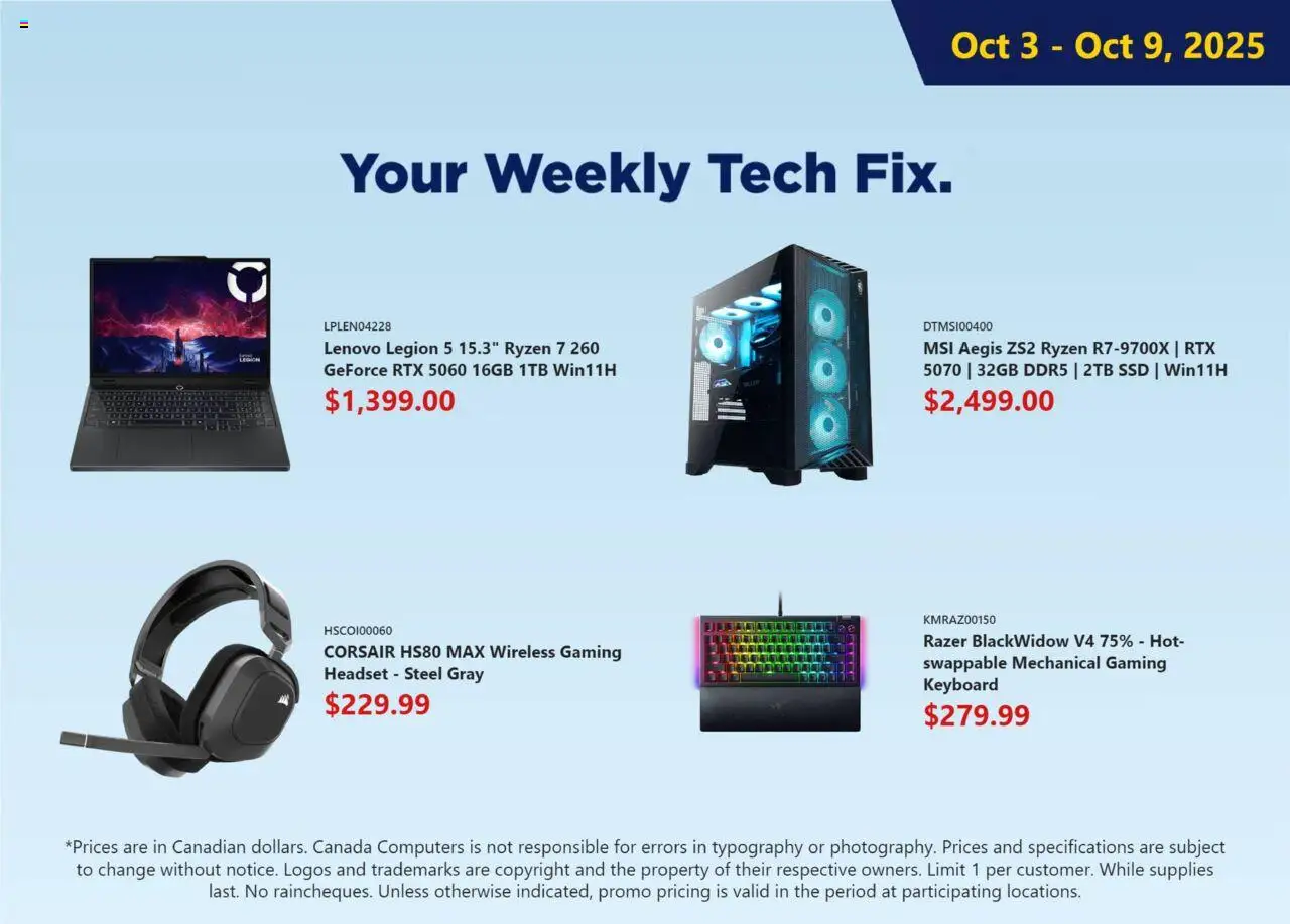 Canada Computers flyer valid from 03.10.2025 | Page: 1 | Products: Keyboard