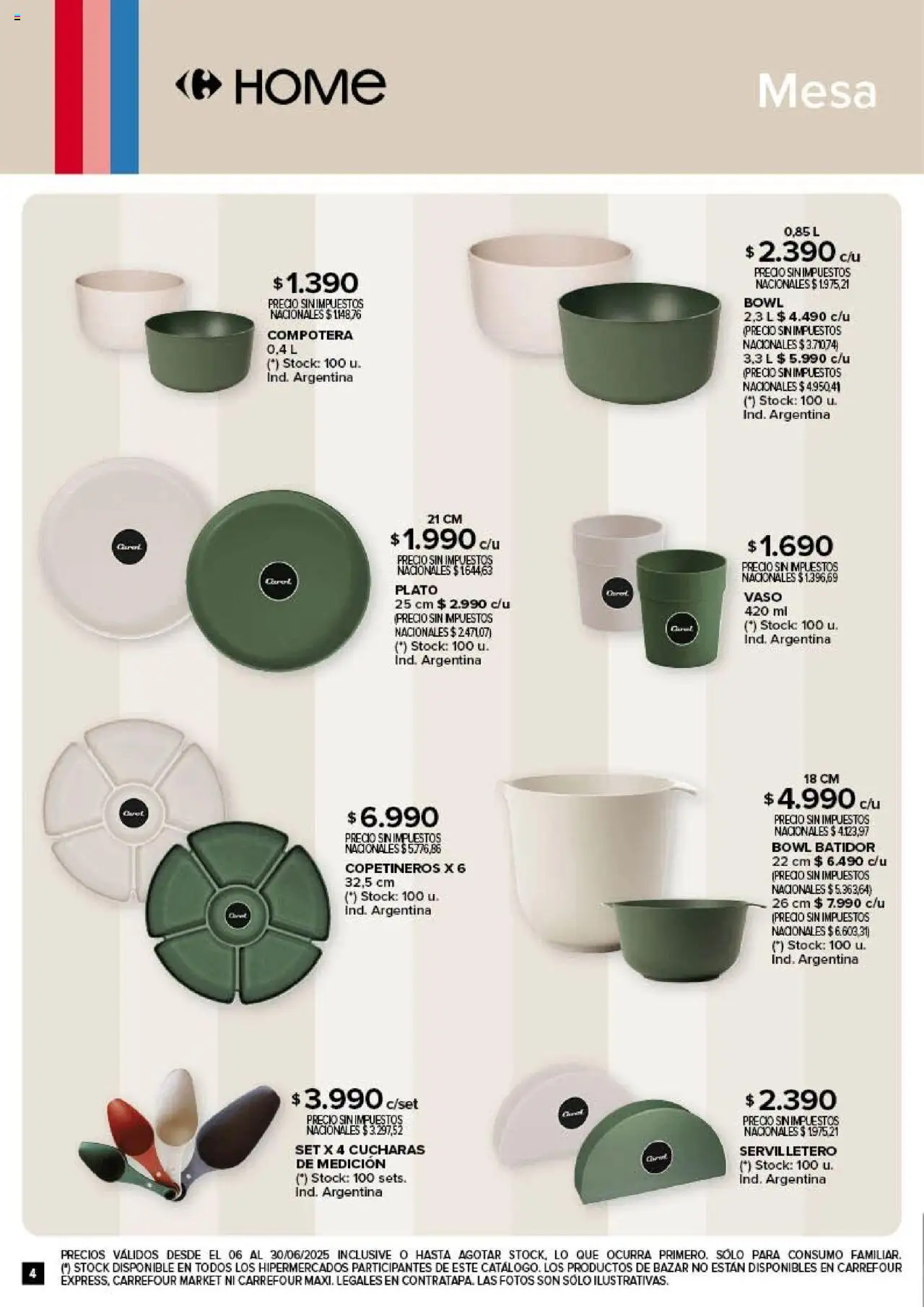 Carrefour - Deco Hogar │ válido desde el 06.06.2025 | Página: 4 | Productos: Bowl, Compotera, Mesa, Batidor