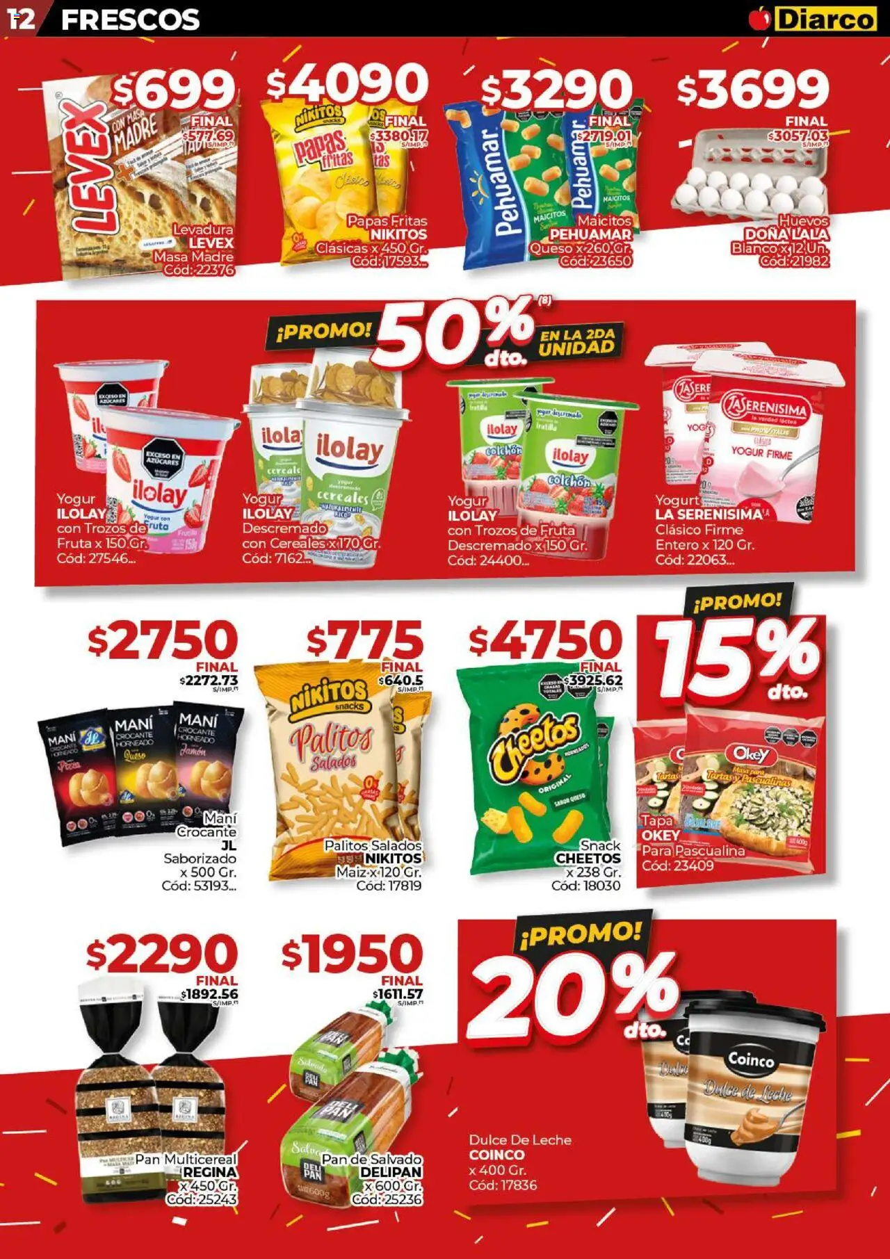 Diarco ofertas │ válido desde el 18.08.2025 | Página: 12 | Productos: Colchón, Dulce de leche, Mani, Queso
