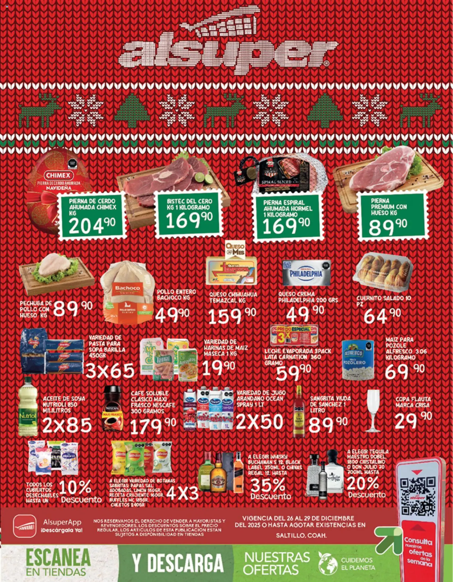 Nuevas ofertas de Alsuper válidas en toda la República Mexicana desde el 26.12.2025. ¡Encuentra las mejores ofertas en Alsuper folleto Saltillo! | Página: 1 | Productos: Pollo, Cuernito, Leche, Jugo