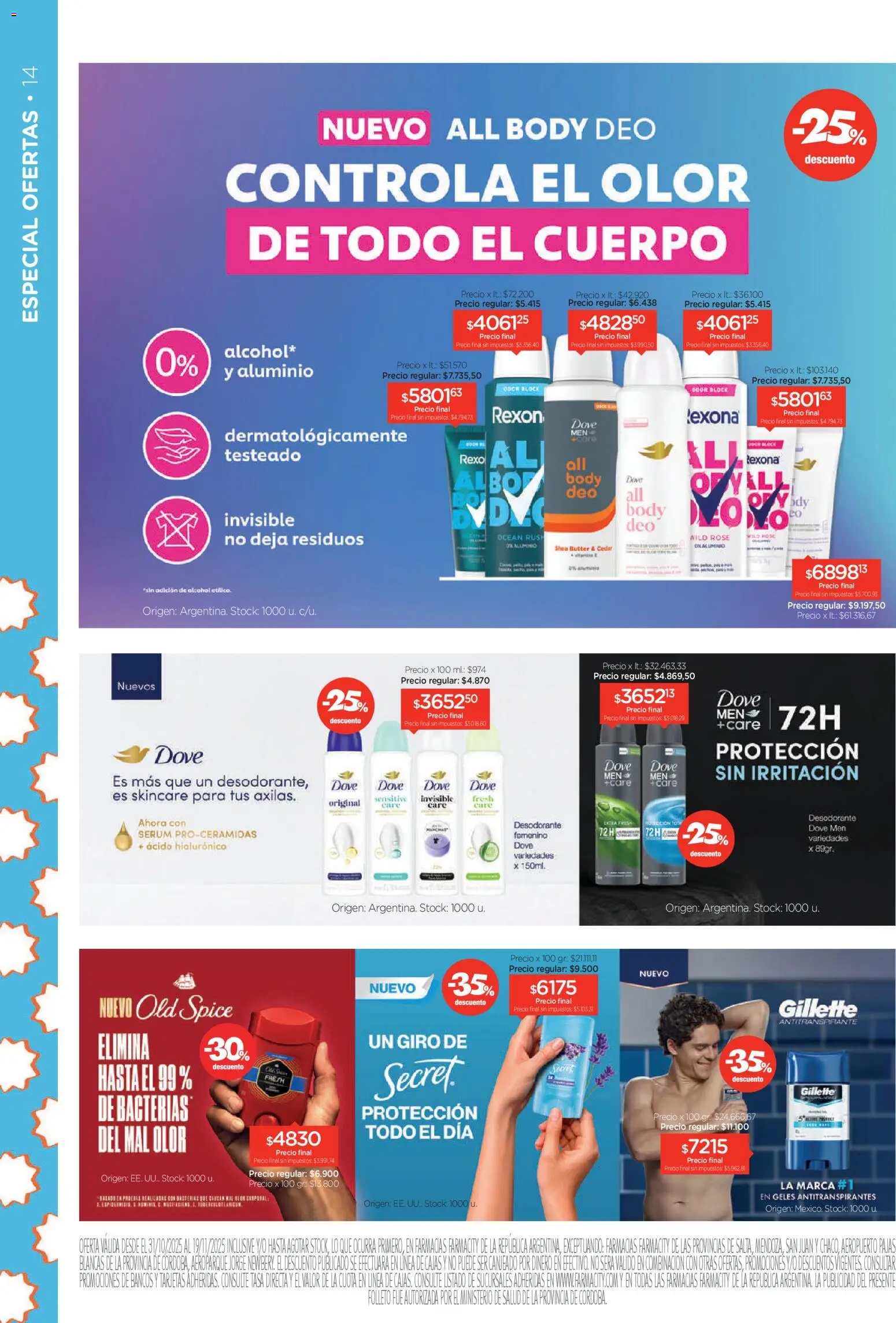 Farmacity catálogo │ válido desde el 30.10.2025 | Página: 14 | Productos: Body, Serum, Desodorante, Antitranspirante