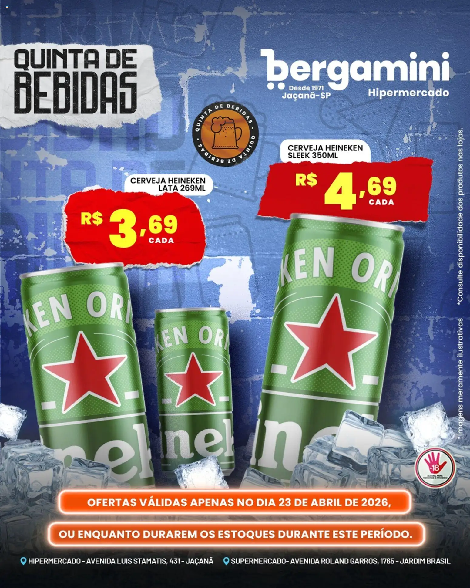 Supermercado Bergamini Folheto - válido de 23.04.2026 | Página: 8 | Produtos: Cerveja, Cerveja Heineken, Heineken