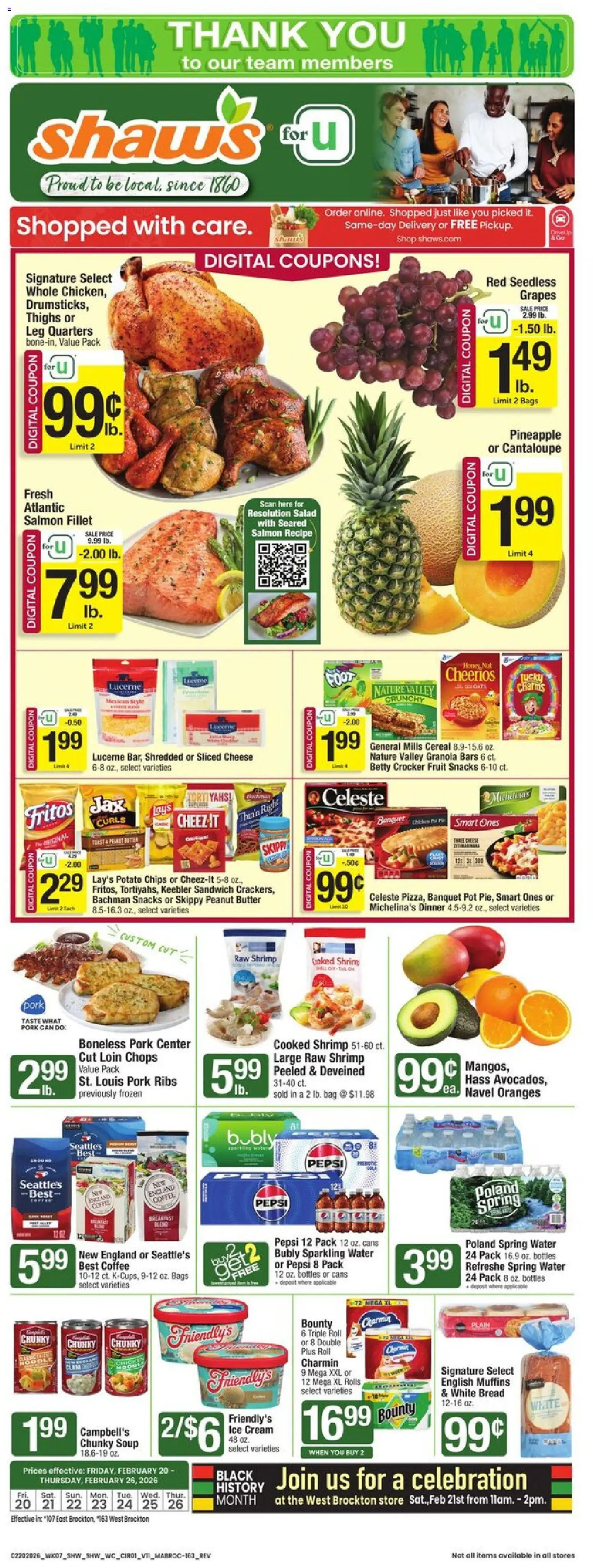 Shaw's Weekly Ad - MA - valid from 20.02.2026 | Page: 1 | Products: Butter, Chips, Cream, Salad