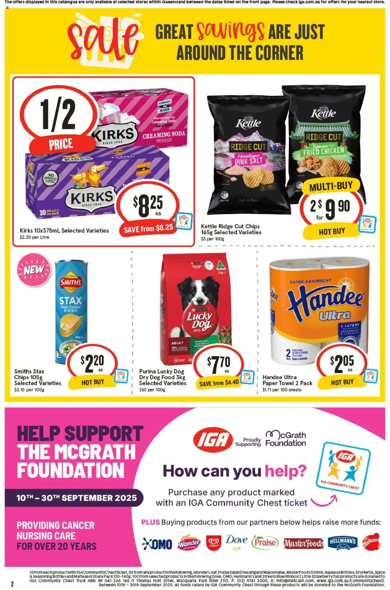IGA catalogue - valid from 17.09.2025 | Page: 2 | Products: Sour cream, Chips, Dog food, Salt
