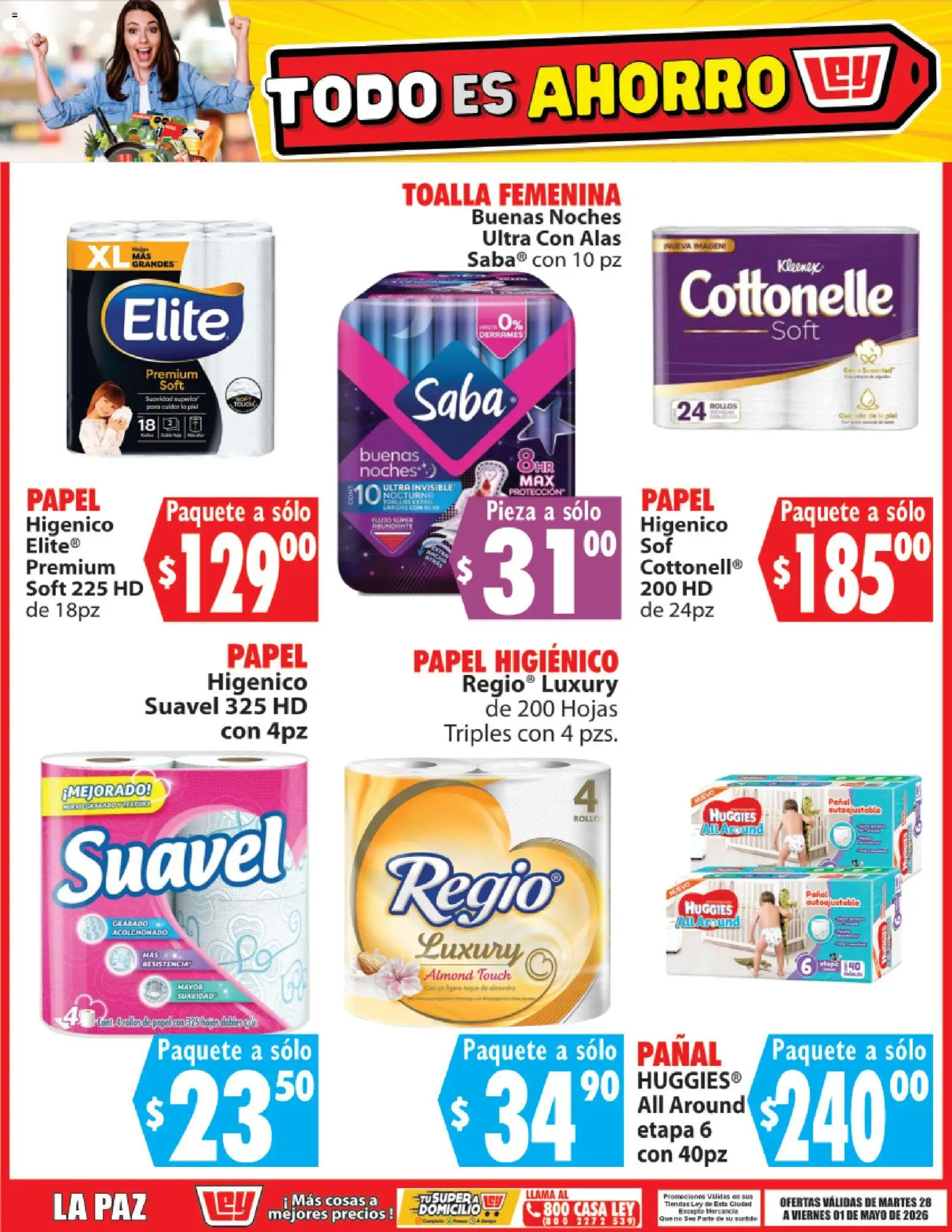 Nuevas ofertas de Casa Ley válidas en toda la República Mexicana desde el 28.04.2026. ¡Encuentra las mejores ofertas en Casa Ley folleto Todo es ahorro! | Página: 6 | Productos: Toalla, Papel higiénico