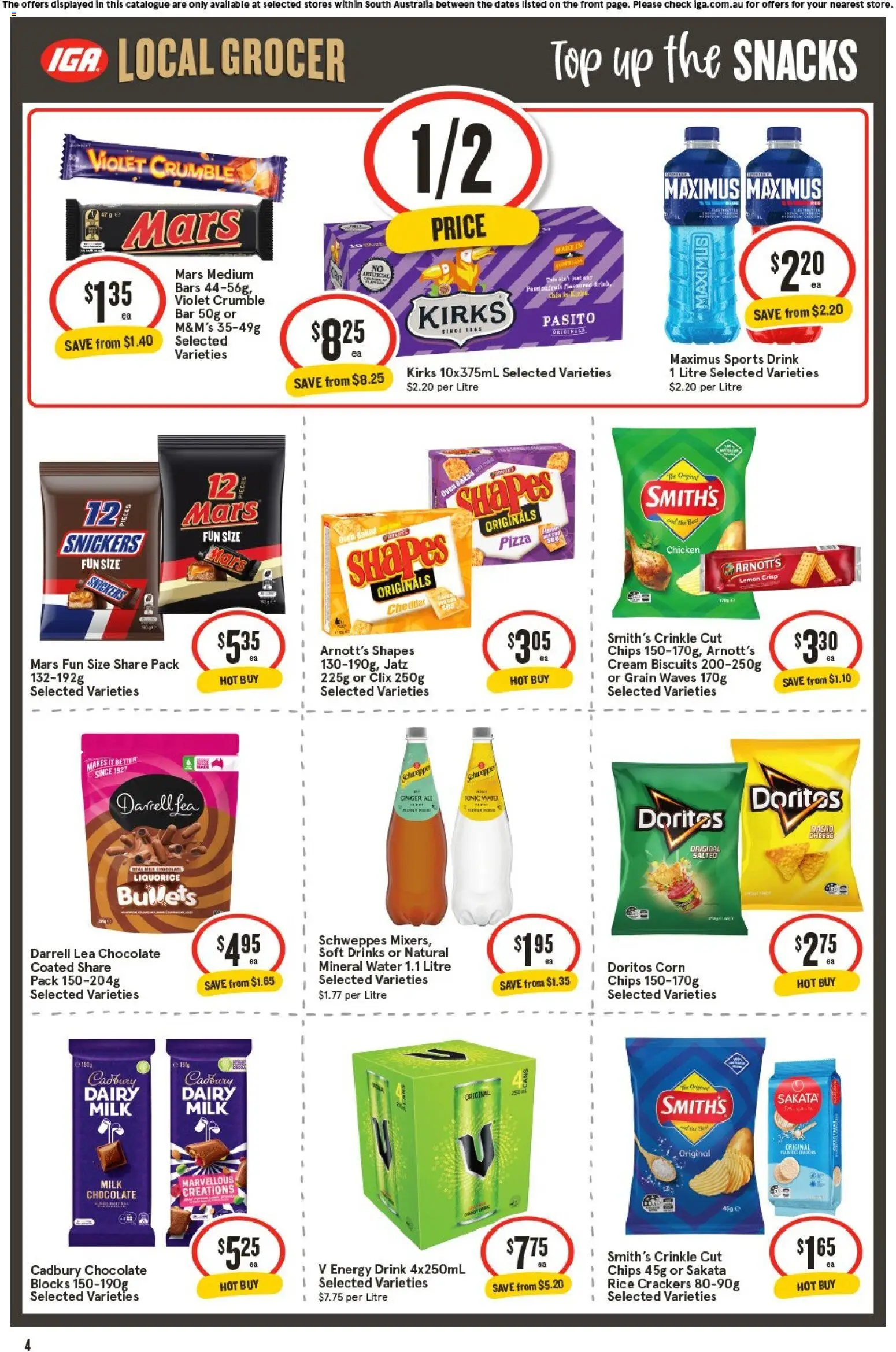 IGA catalogue - valid from 24.12.2025 | Page: 4 | Products: Cream, Biscuits, Water, Soft drinks