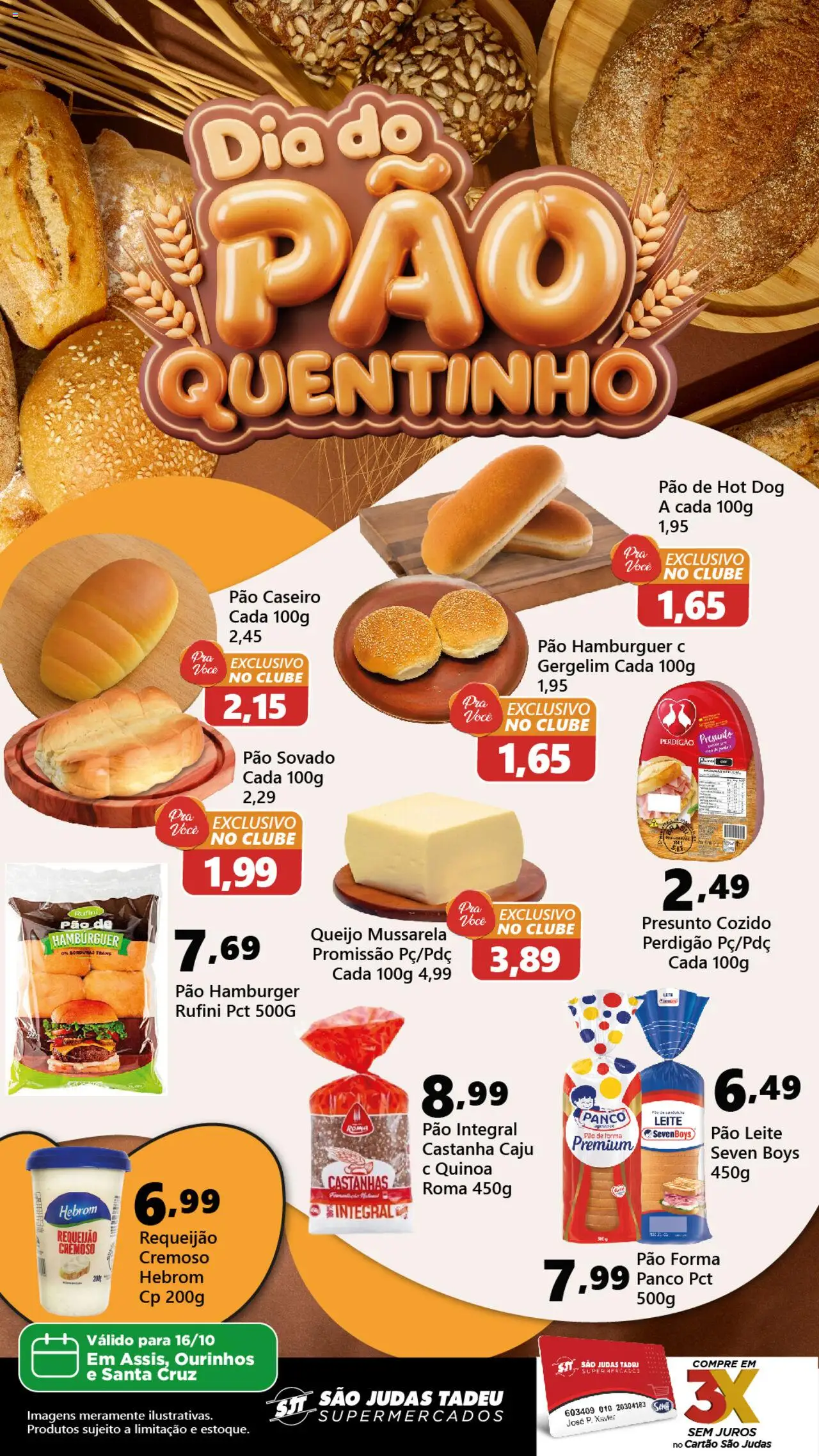 São Judas Tadeu Folheto - válido de 16.10.2025 | Página: 1 | Produtos: Presunto, Hambúrguer, Requeijão, Mussarela