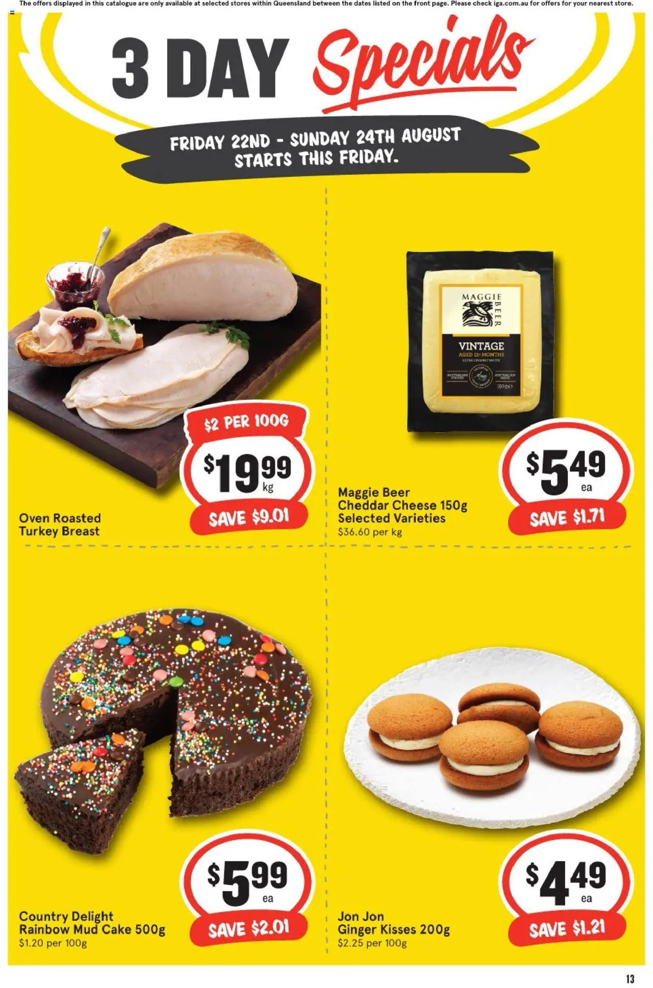 IGA catalogue - valid from 22.08.2025 | Page: 2 | Products: Cheese, Beer, Turkey, Oven
