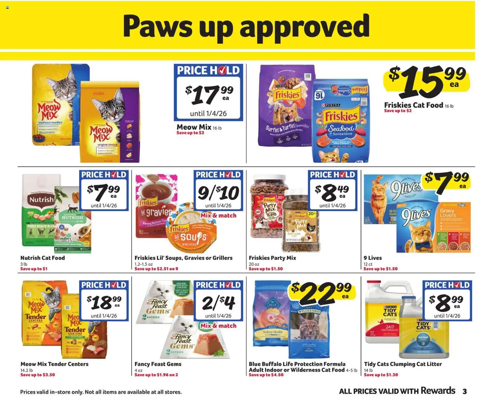 Winn Dixie In-Store Flyer - valid from 26.11.2025 | Page: 3 | Products: Cat Food, Cat Litter, Flakes, Seafood