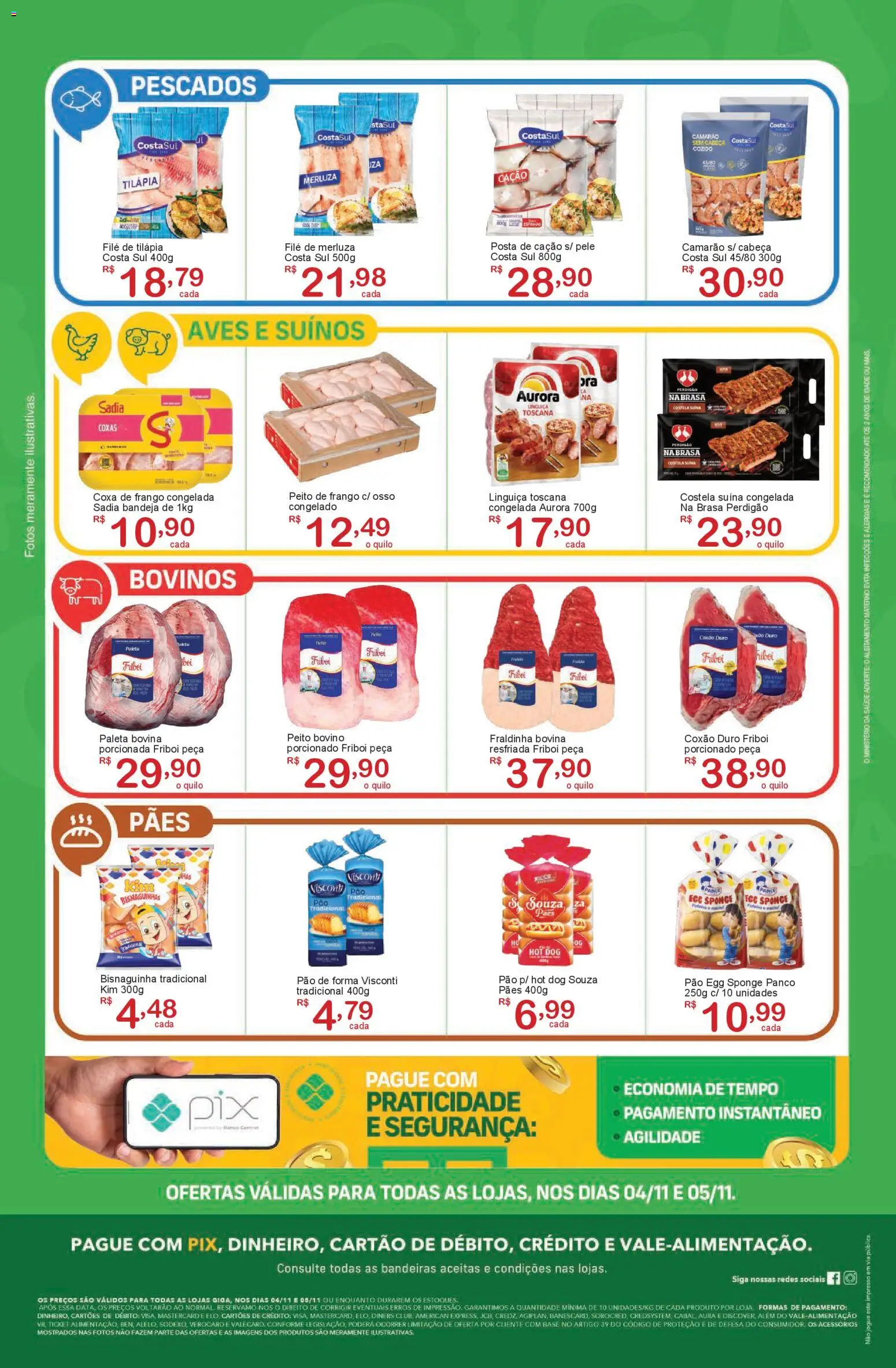 GIGA Atacado Folheto - válido de 04.11.2025 | Página: 2 | Produtos: Coxa de frango, Pão, Tilápia, Bandeja