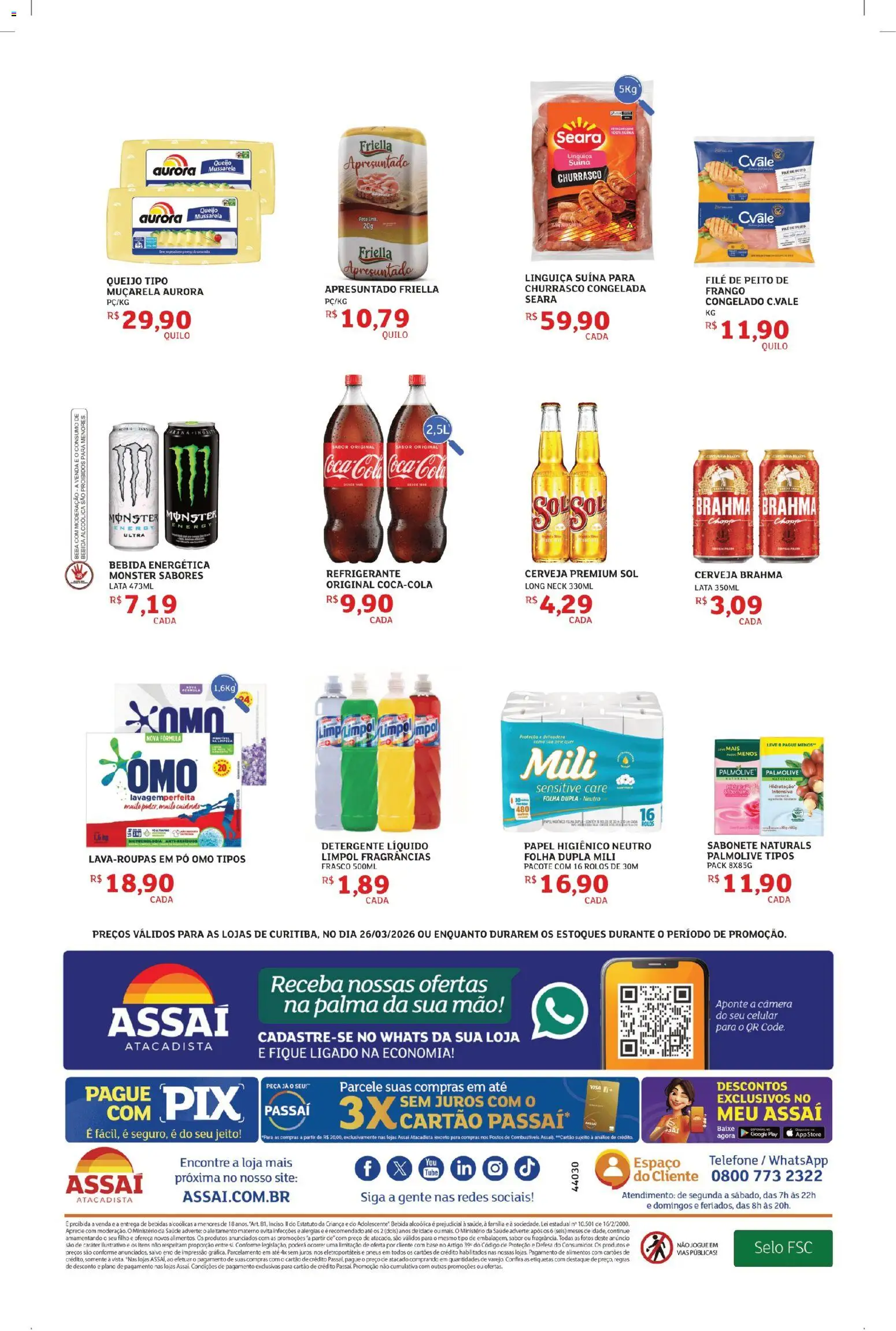Assaí Atacadista Folheto - válido de 26.03.2026 | Página: 2 | Produtos: Linguiça, Sabonete, Bebida, Câmera