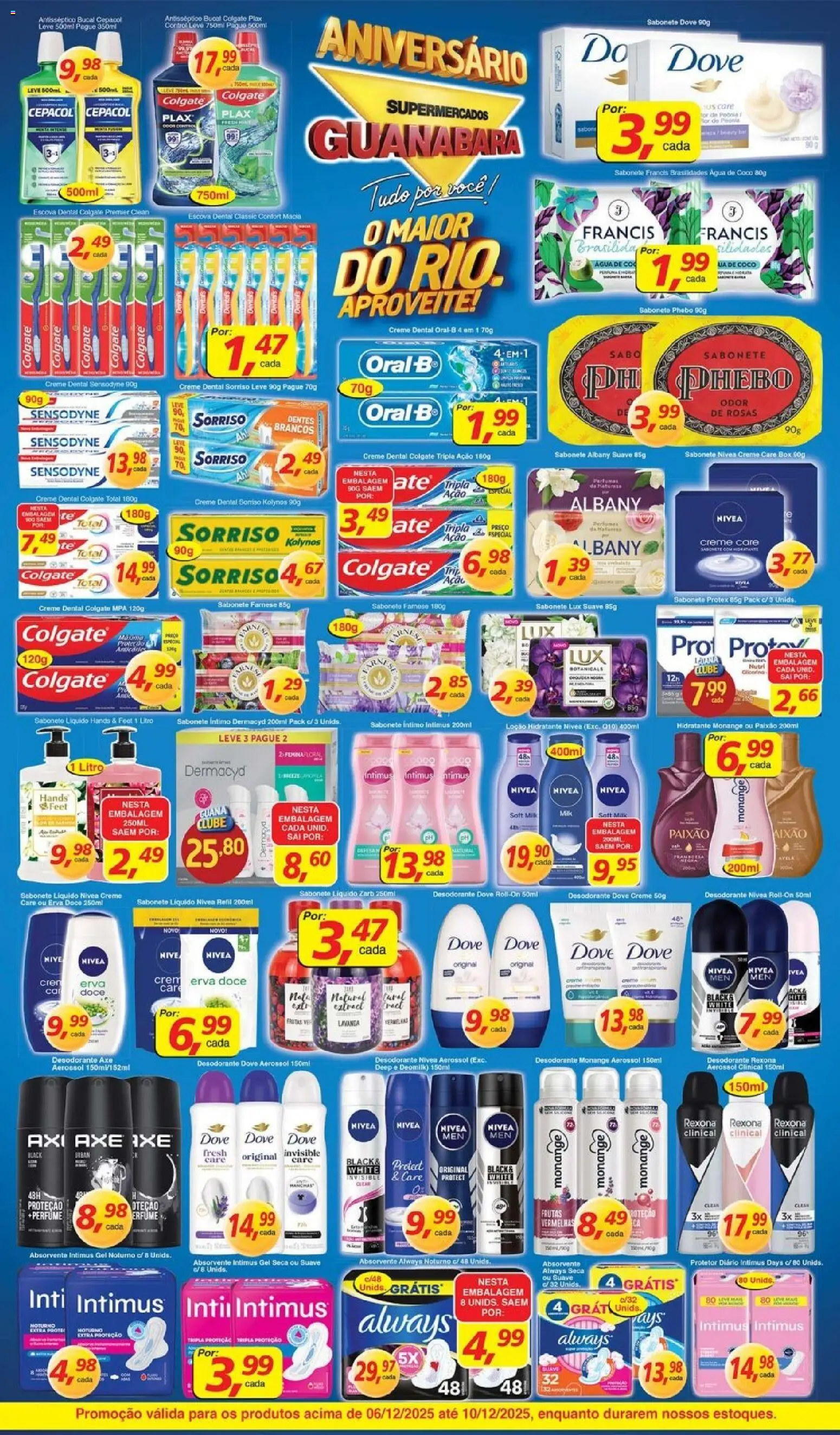 Supermercados Guanabara Folheto - válido de 06.12.2025 | Página: 10 | Produtos: Escova, Sabonete, Creme dental, Absorvente